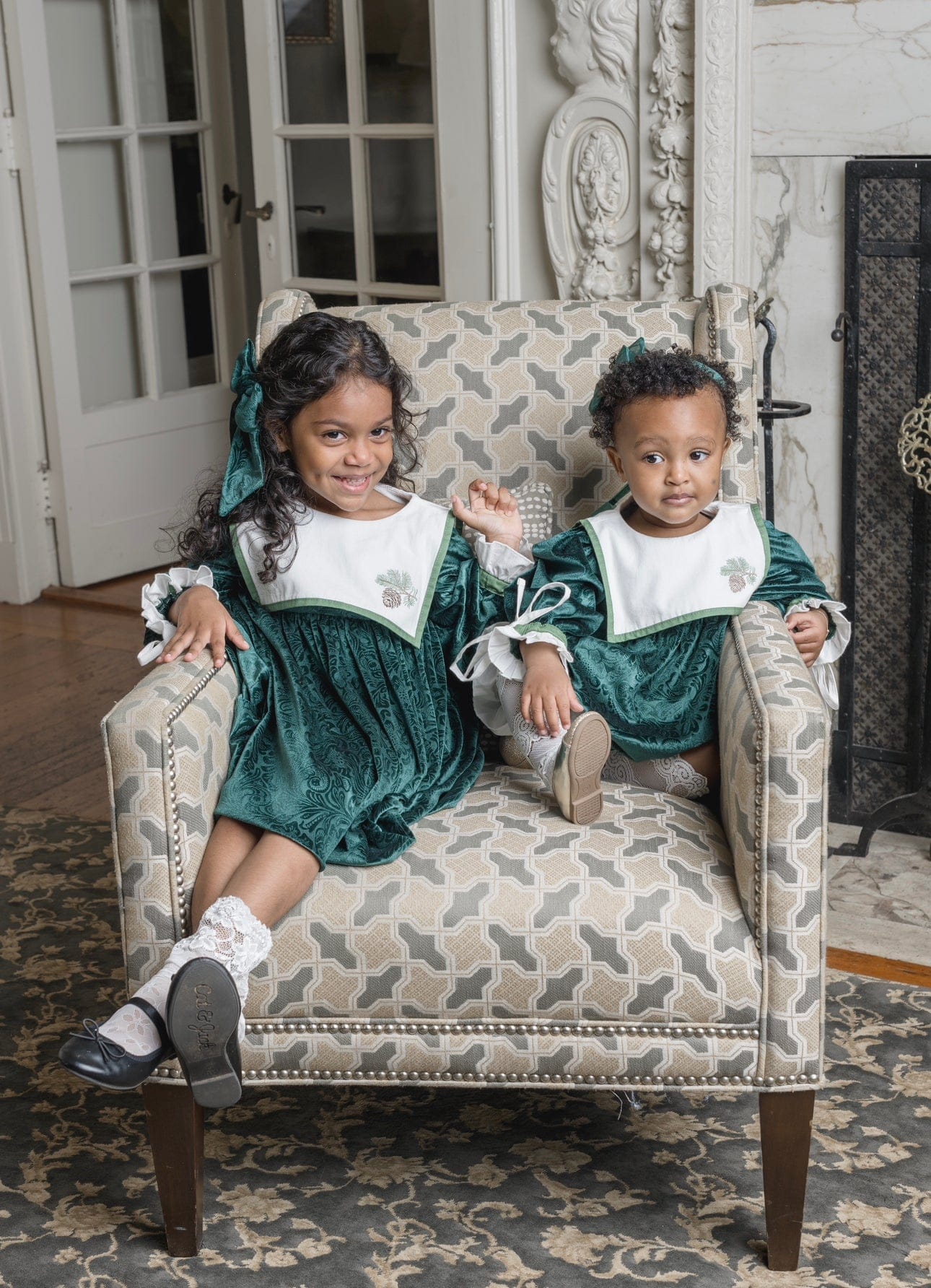 Everly Damask Velour Green Romper - Image 6