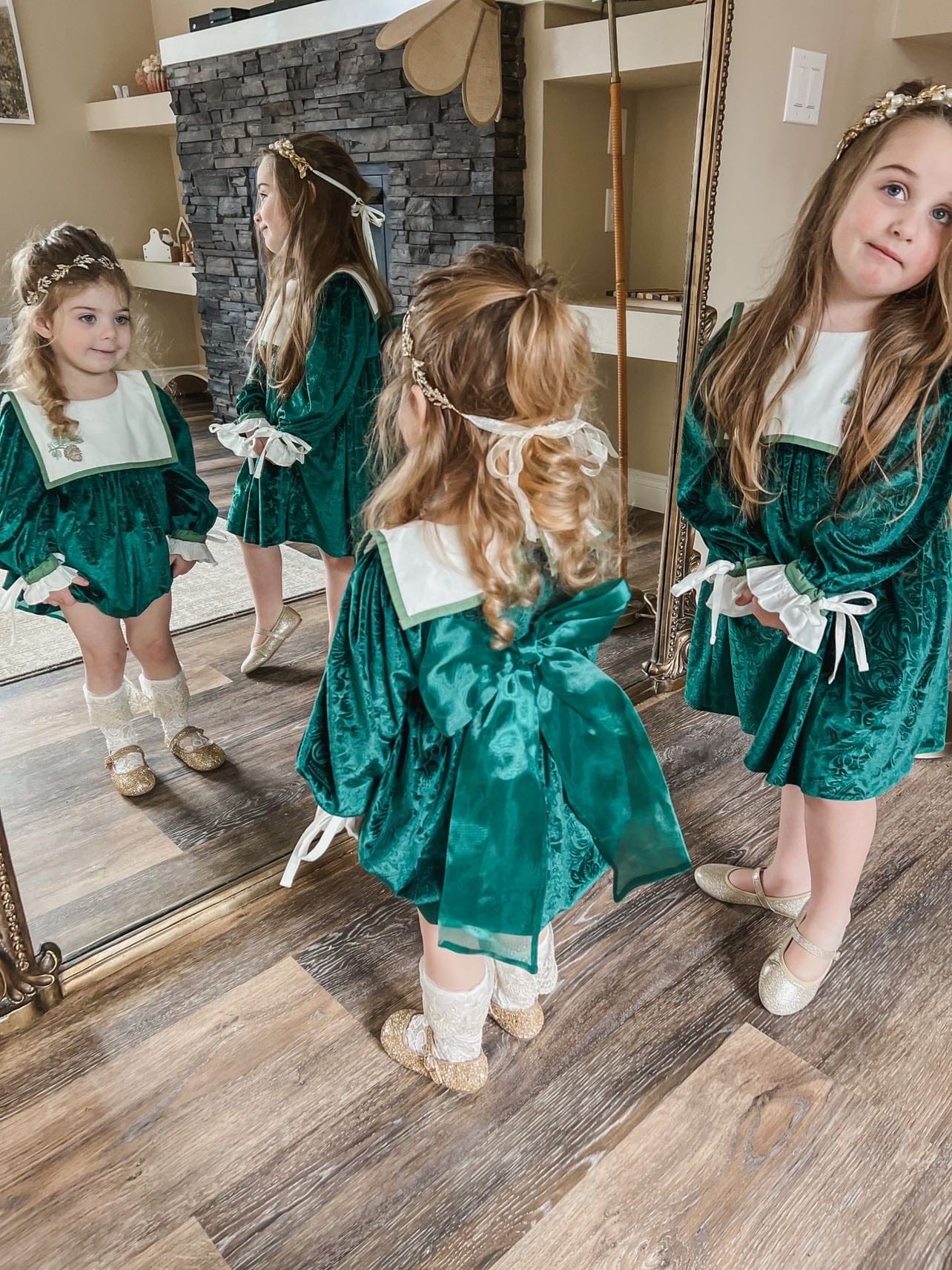 Everly Damask Velour Green Romper - Image 8