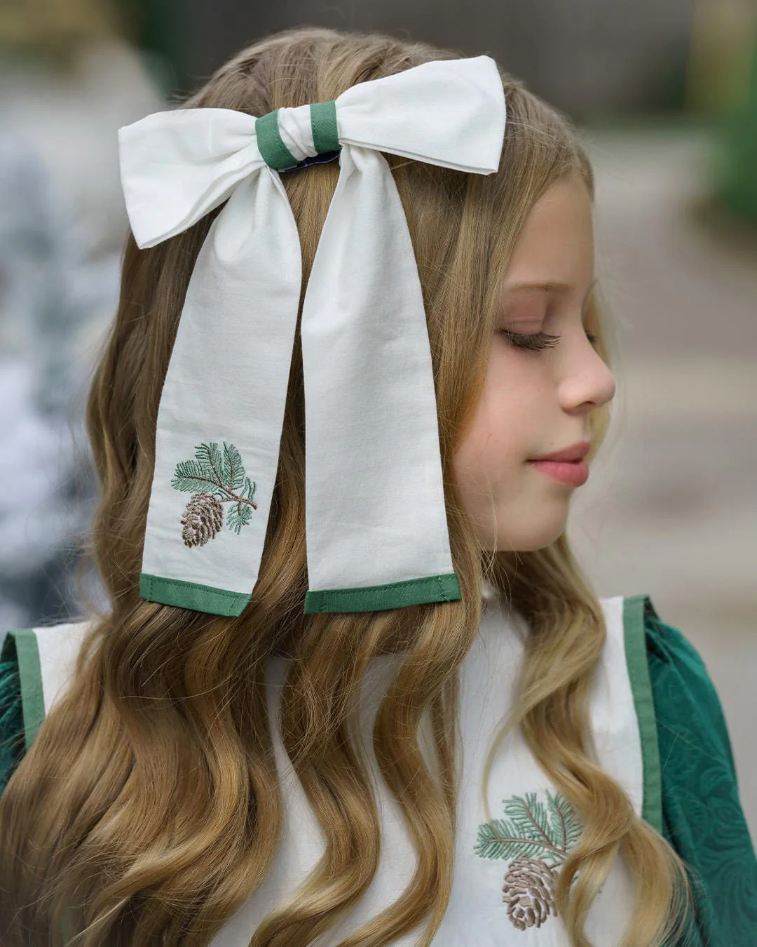 Everly Embroidered Hair Bow - Image 2
