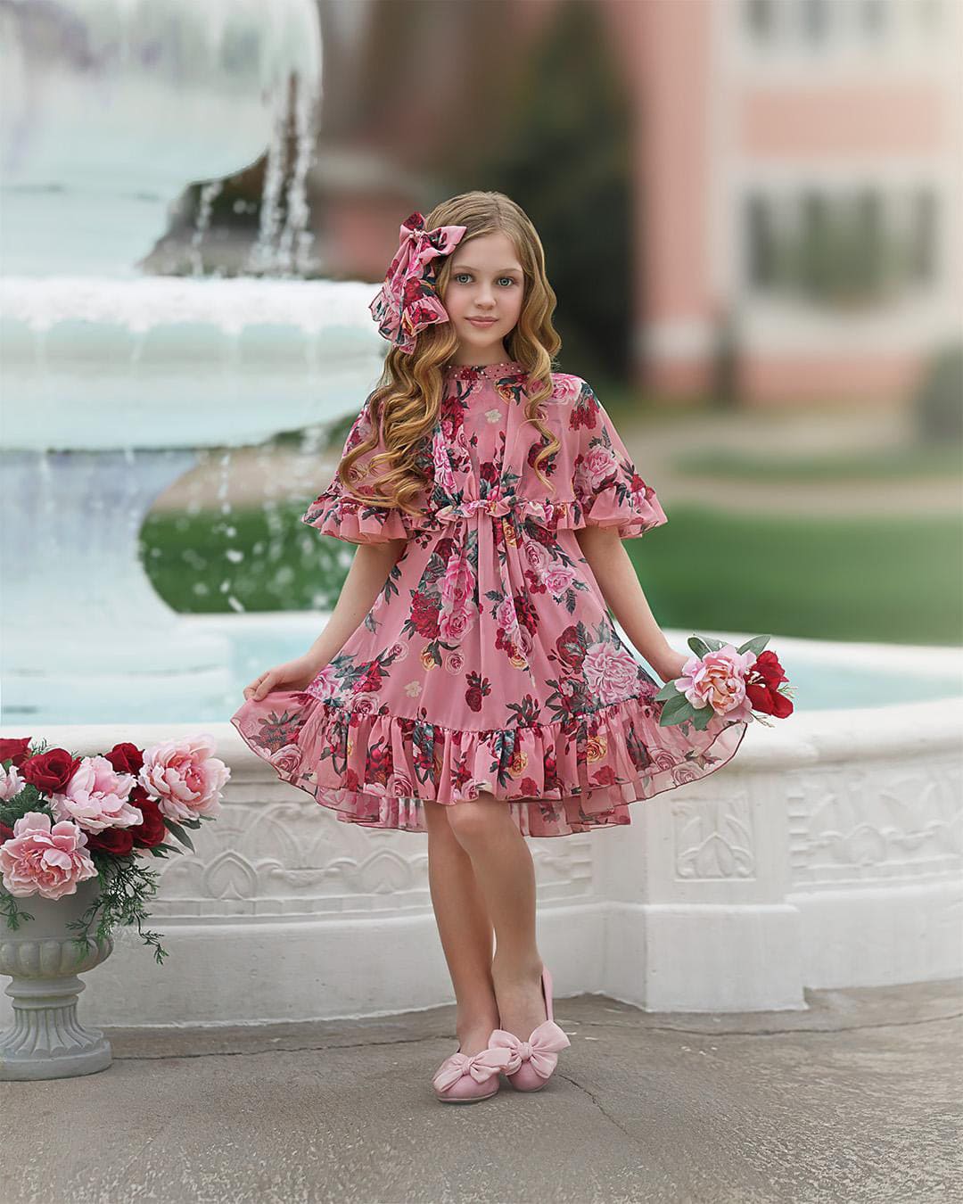 Flora Pink Flower Print Dress - Image 12