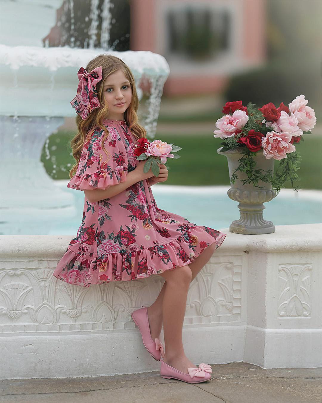 Flora Pink Flower Print Dress - Image 13