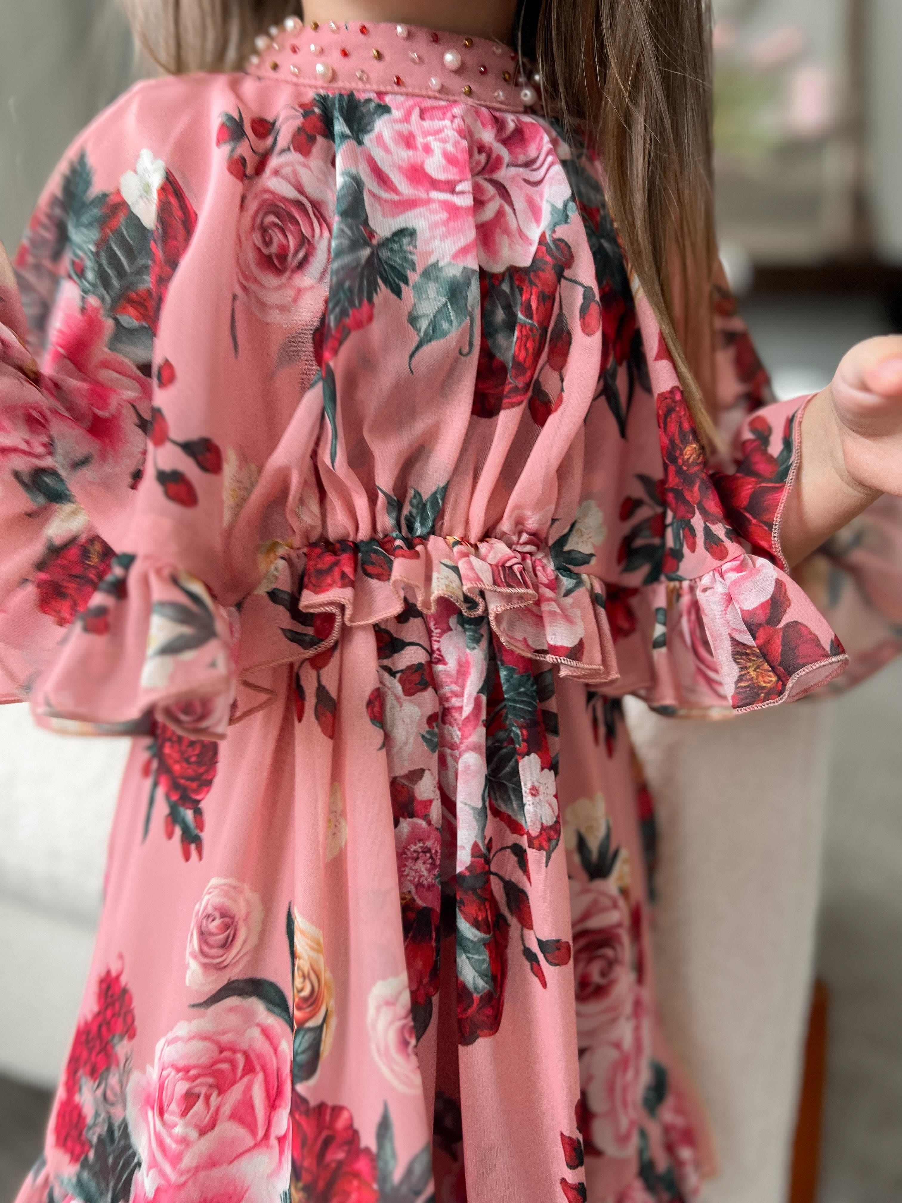 Flora Pink Flower Print Dress - Image 6