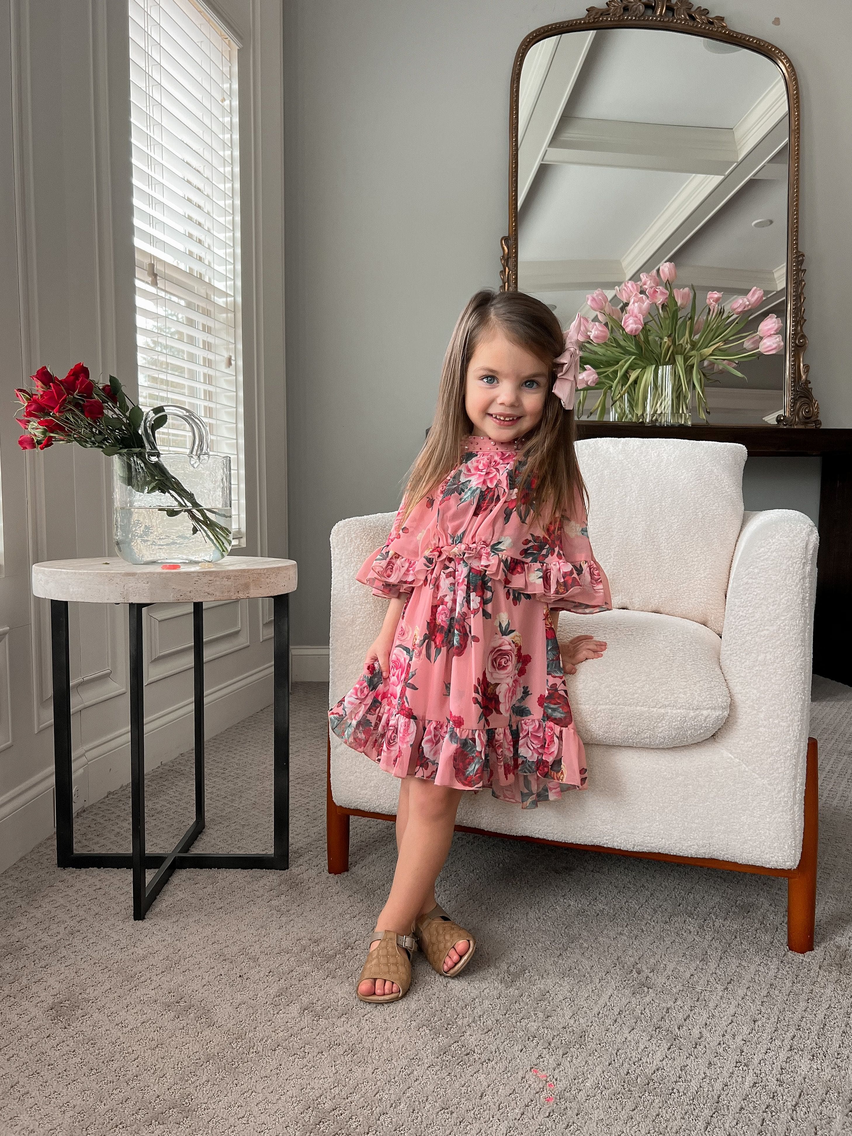 Flora Pink Flower Print Dress - Image 7