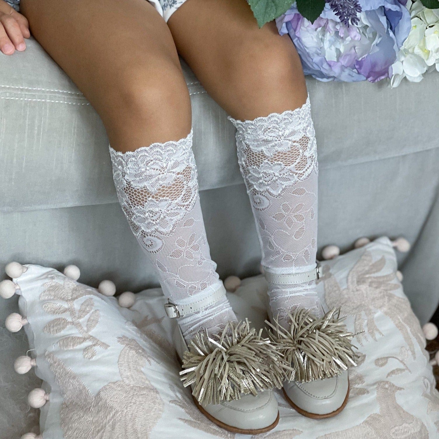 Flora White Lace Socks - Image 5