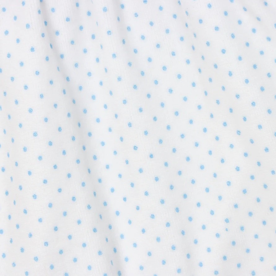 George White with Blue  Polka Dot Velour Babygrow - Image 3