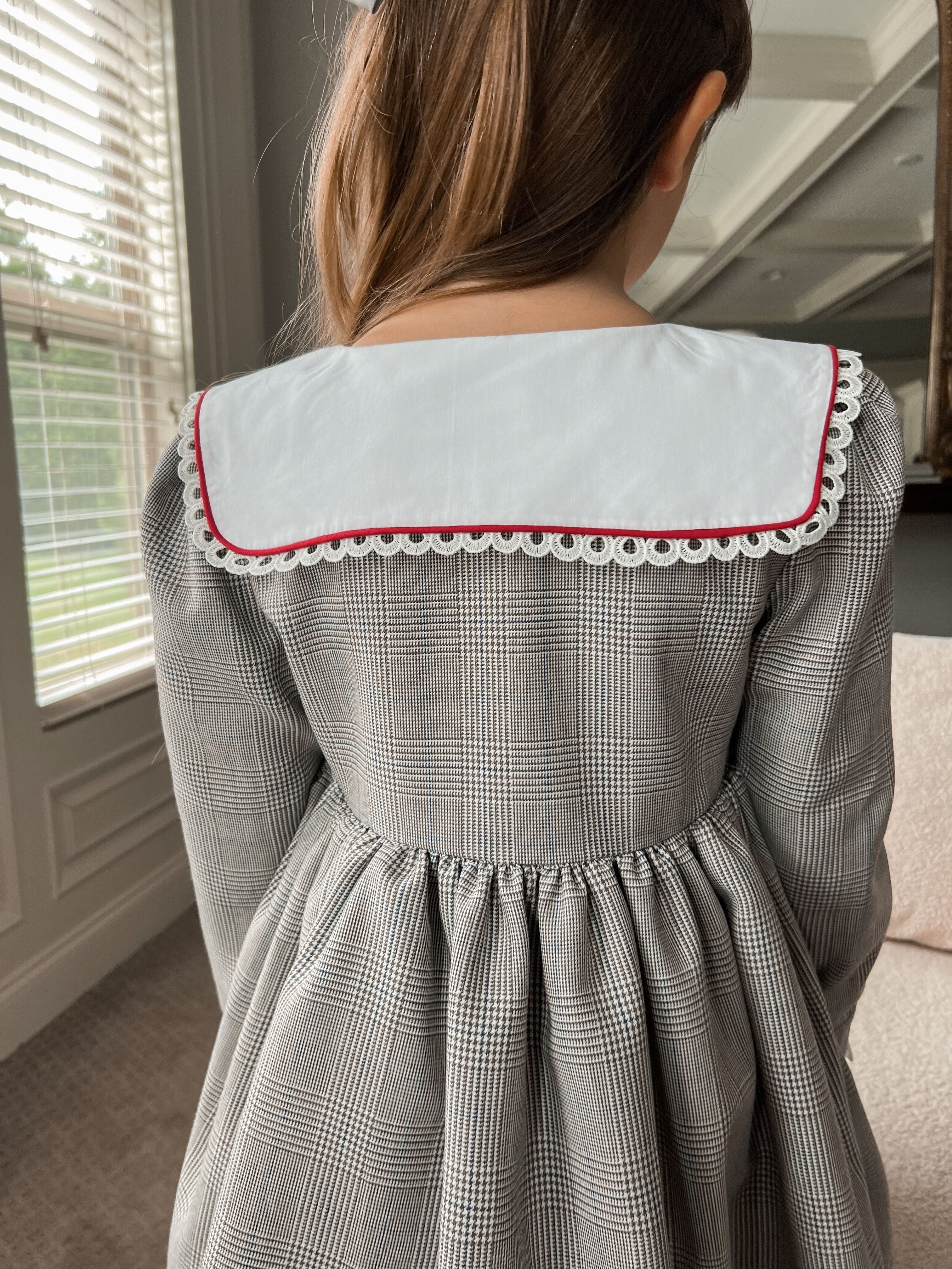 Georgina Tartan Print Dress with Red Bow - Image 4