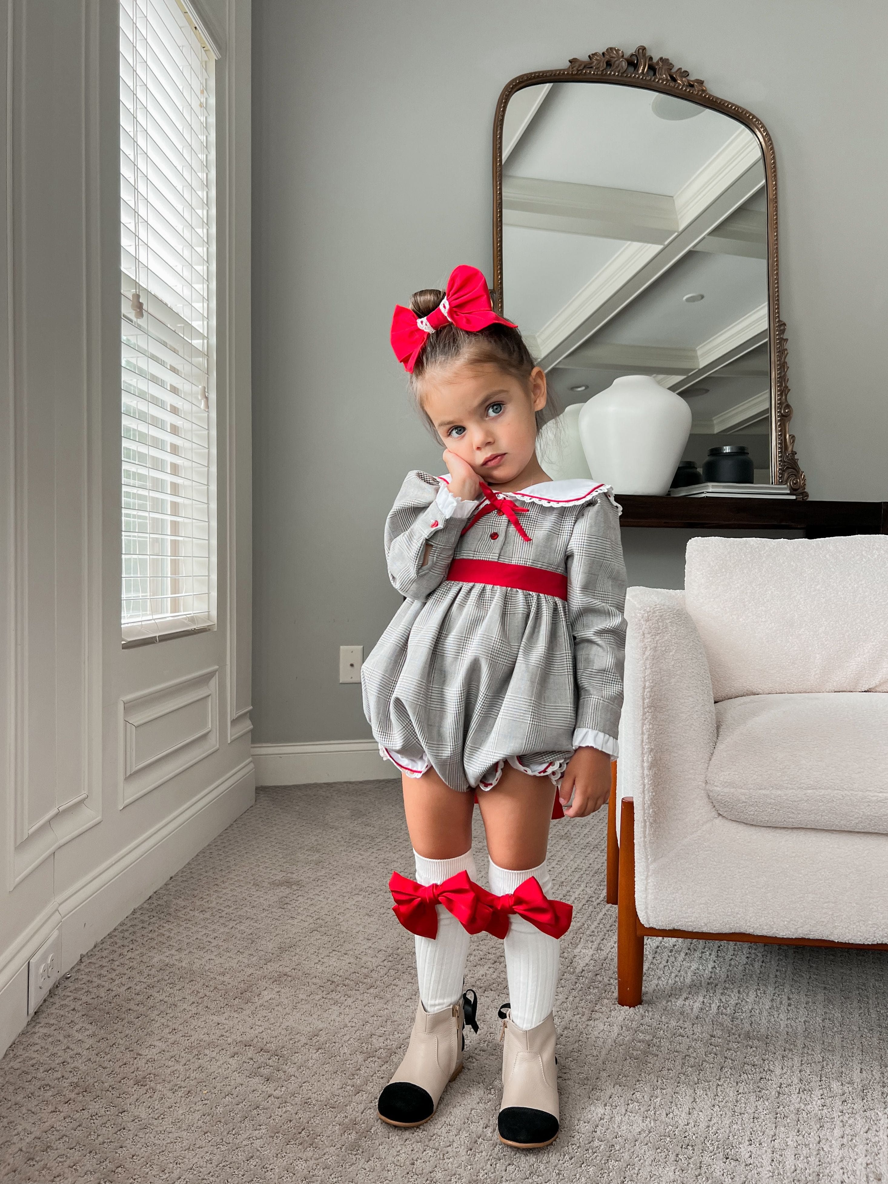 Georgina Tartan Print Girl Romper - Image 2