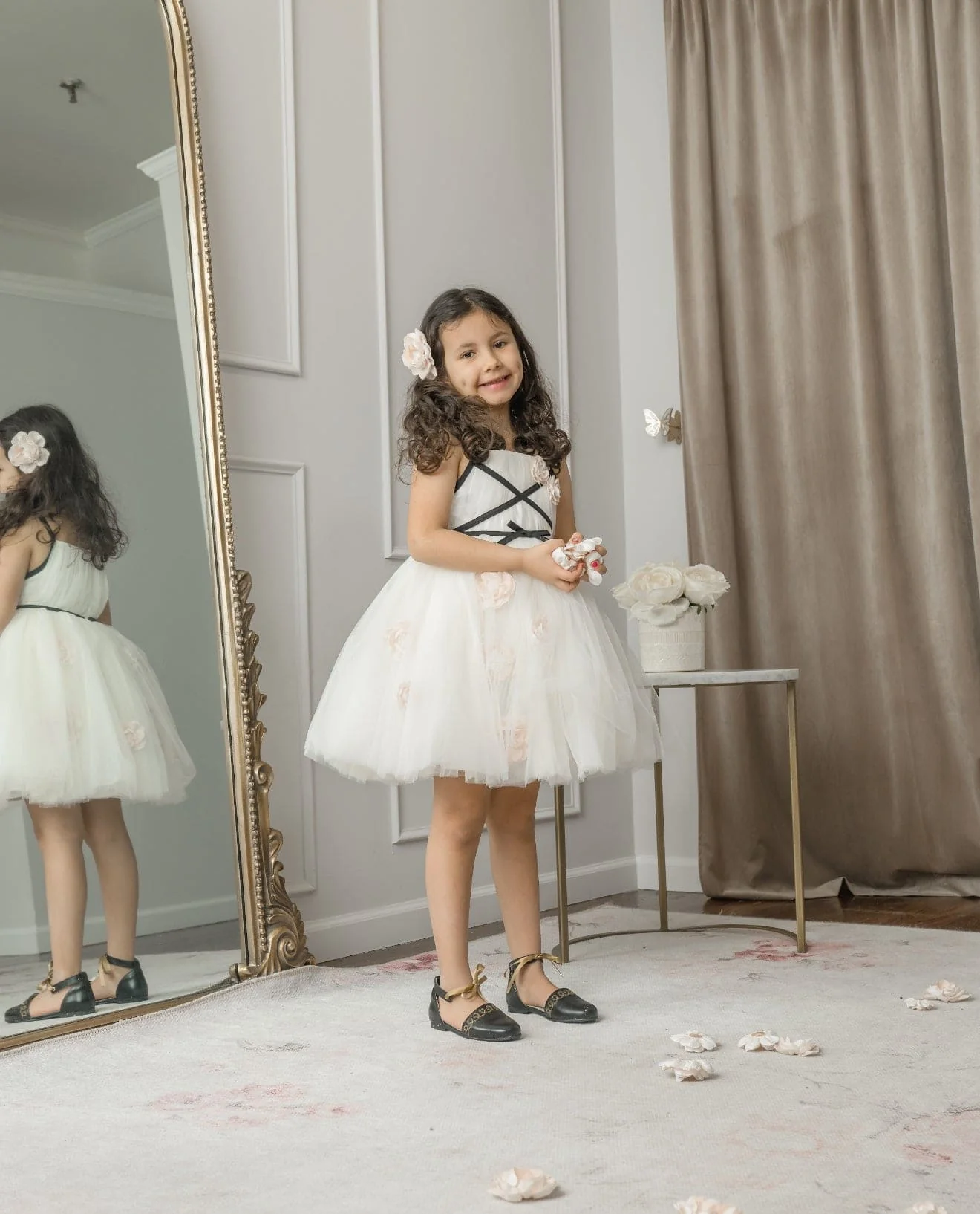Giselle Ivory Criss-Cross Tulle Dress - Image 13