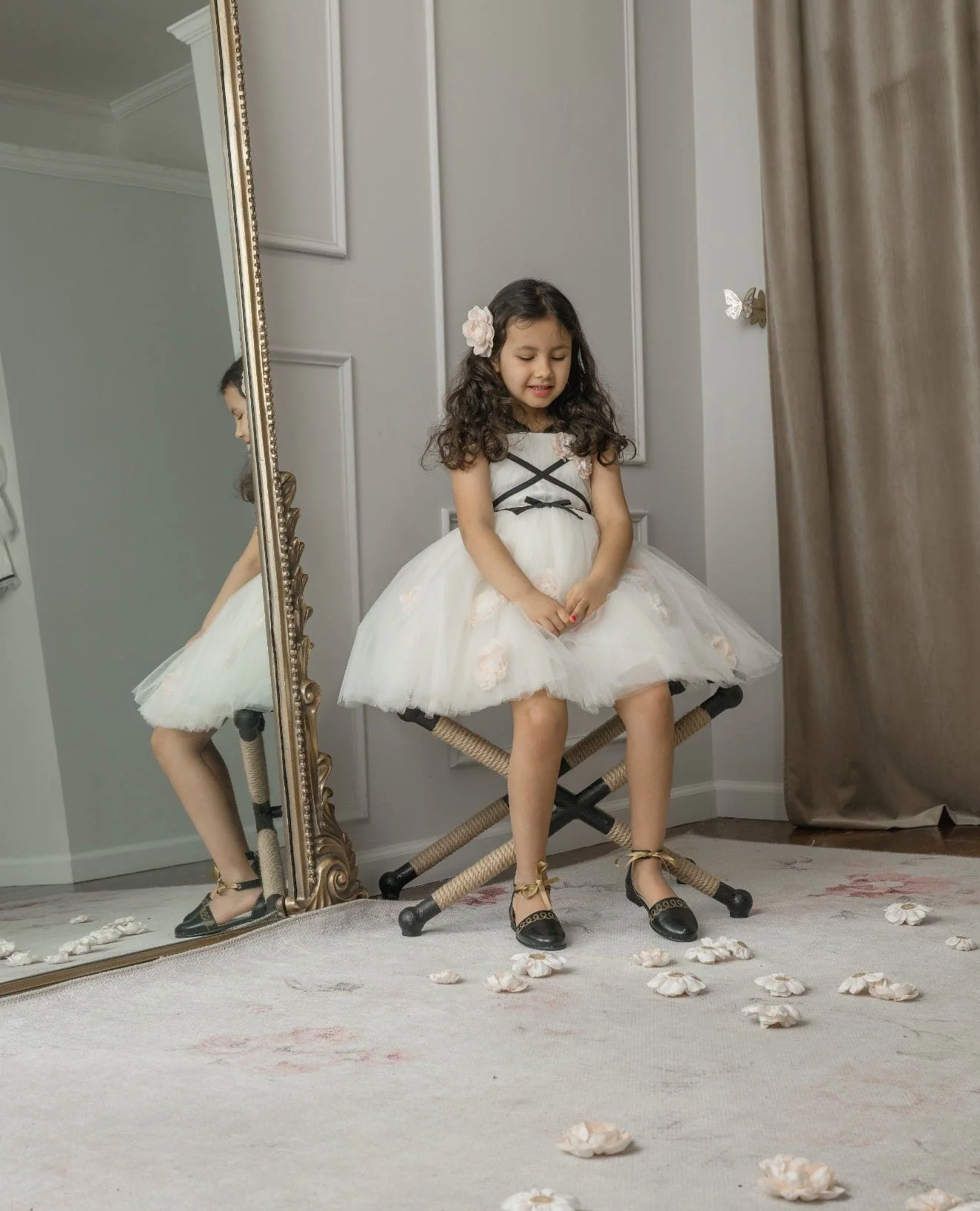 Giselle Ivory Criss-Cross Tulle Dress - Image 14