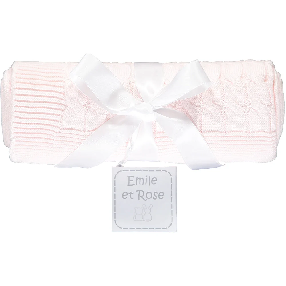 Gillian Pink Knit Baby Blanket - Image 3