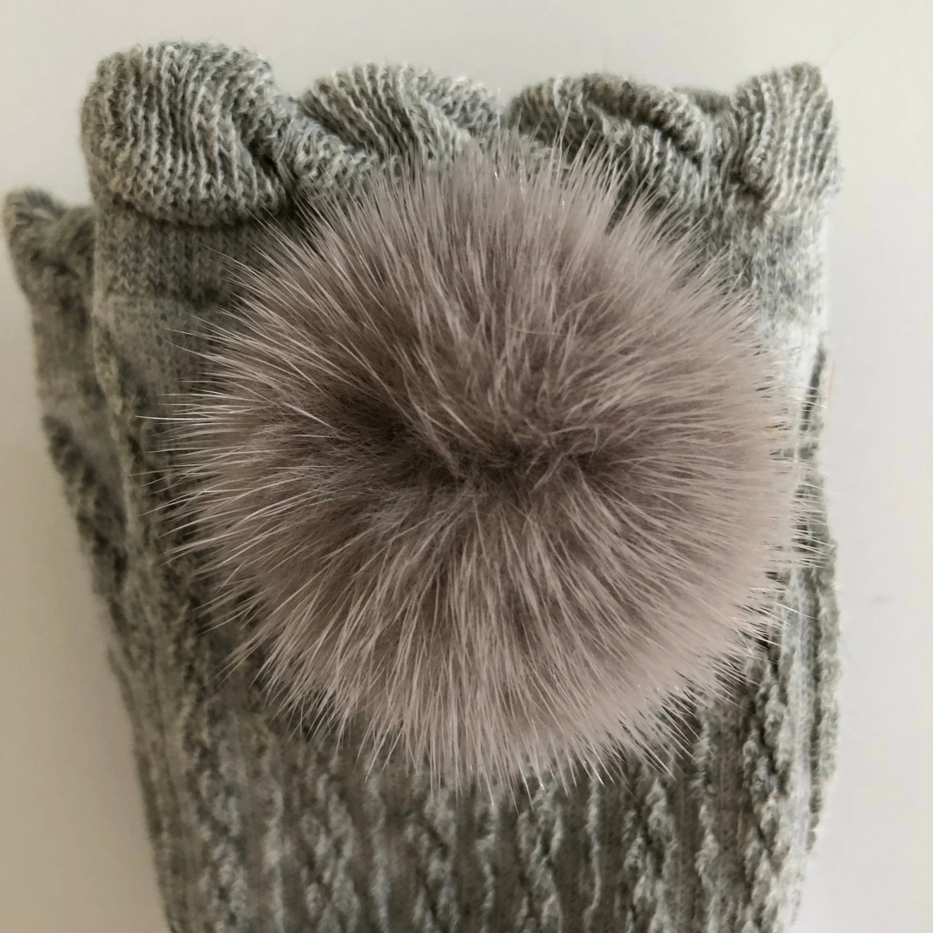Grey Knee High Socks with Poms - Image 11