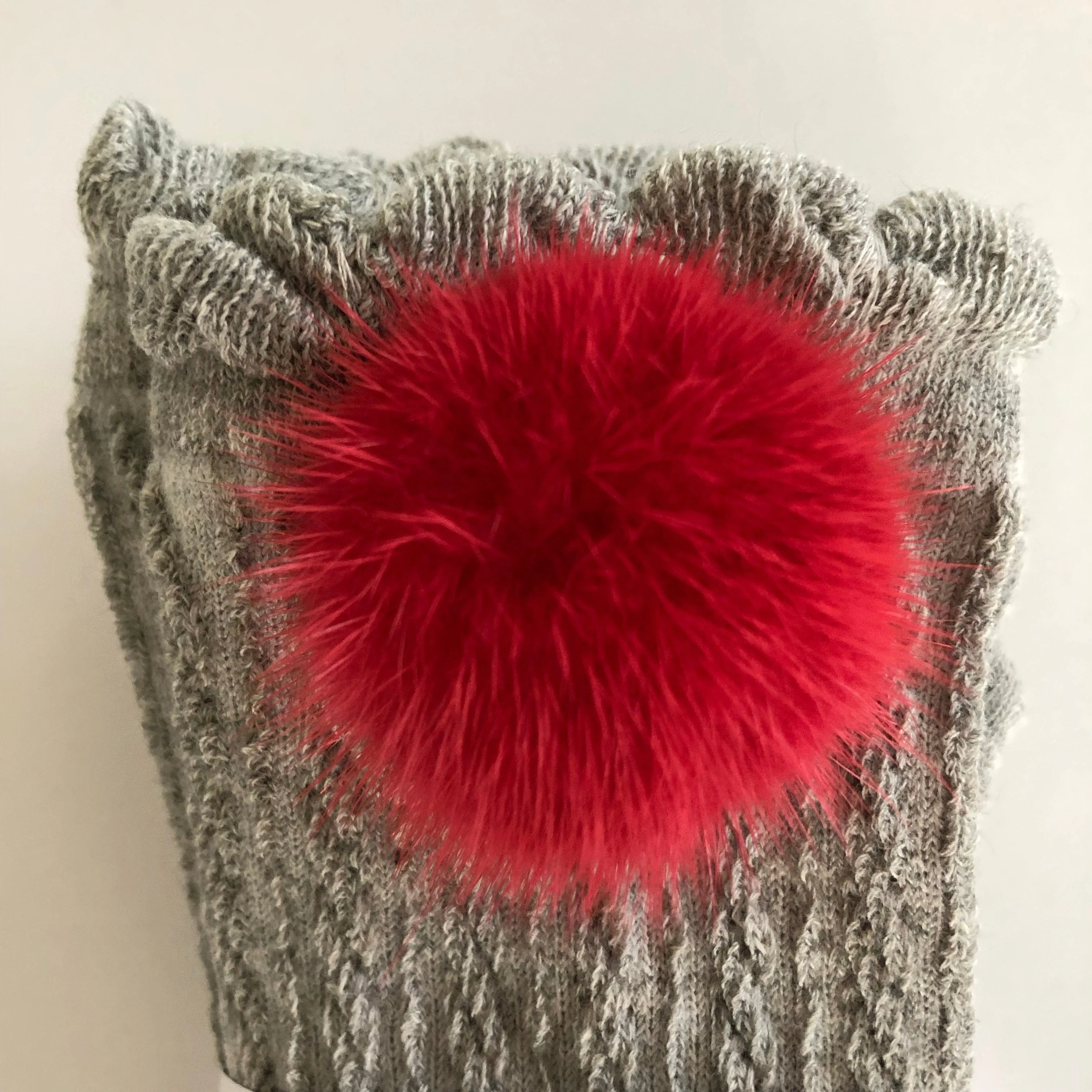 Grey Knee High Socks with Poms - Image 12