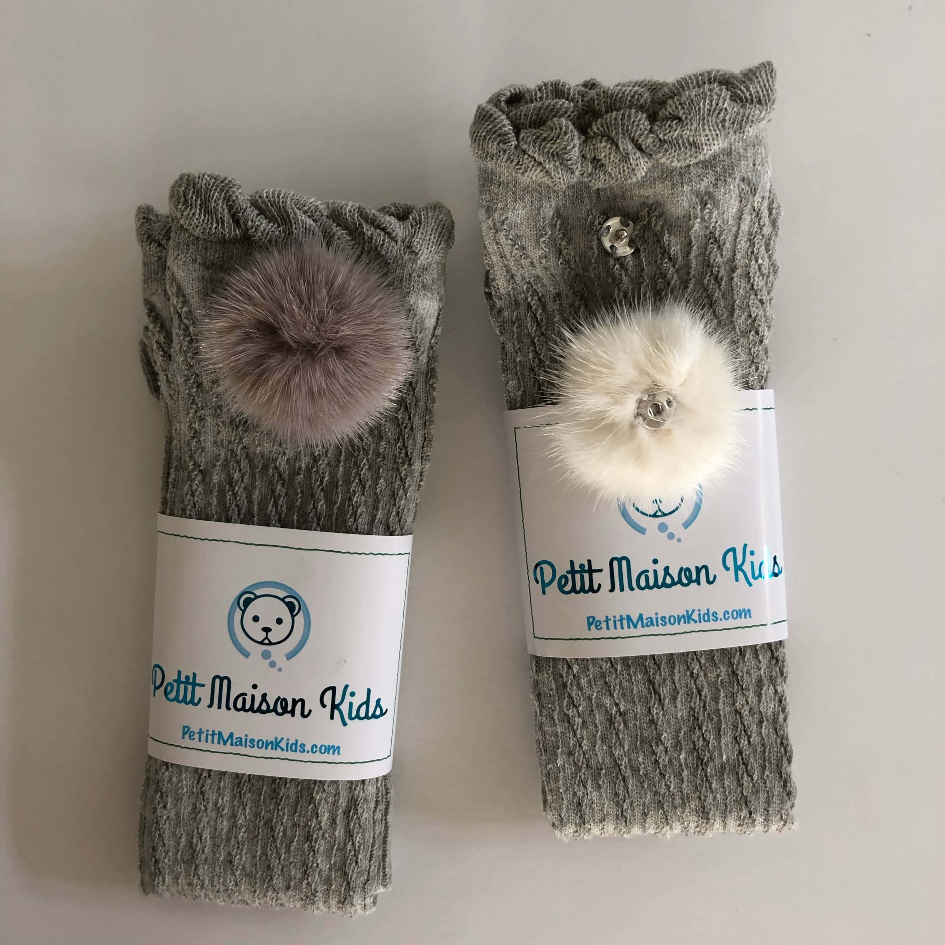 Grey Knee High Socks with Poms - Image 13