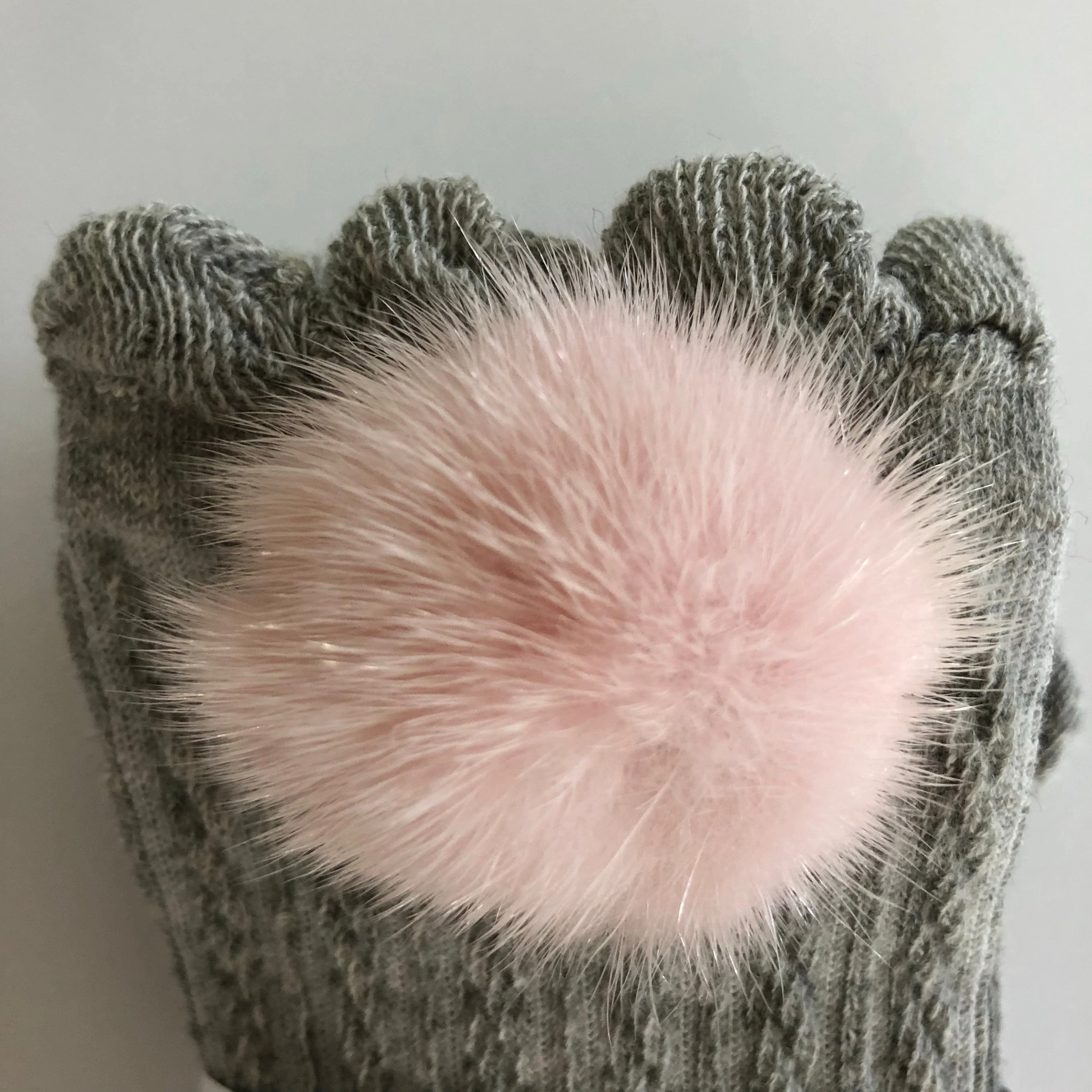Grey Knee High Socks with Poms - Image 9
