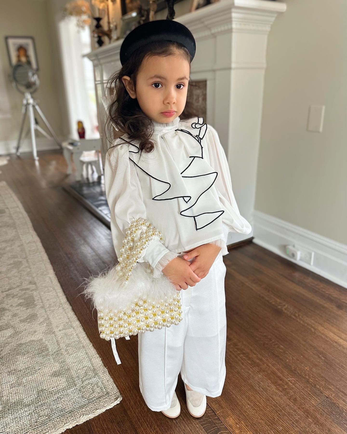 Gwen White Blouse With Black Ruffle Trim - Image 11