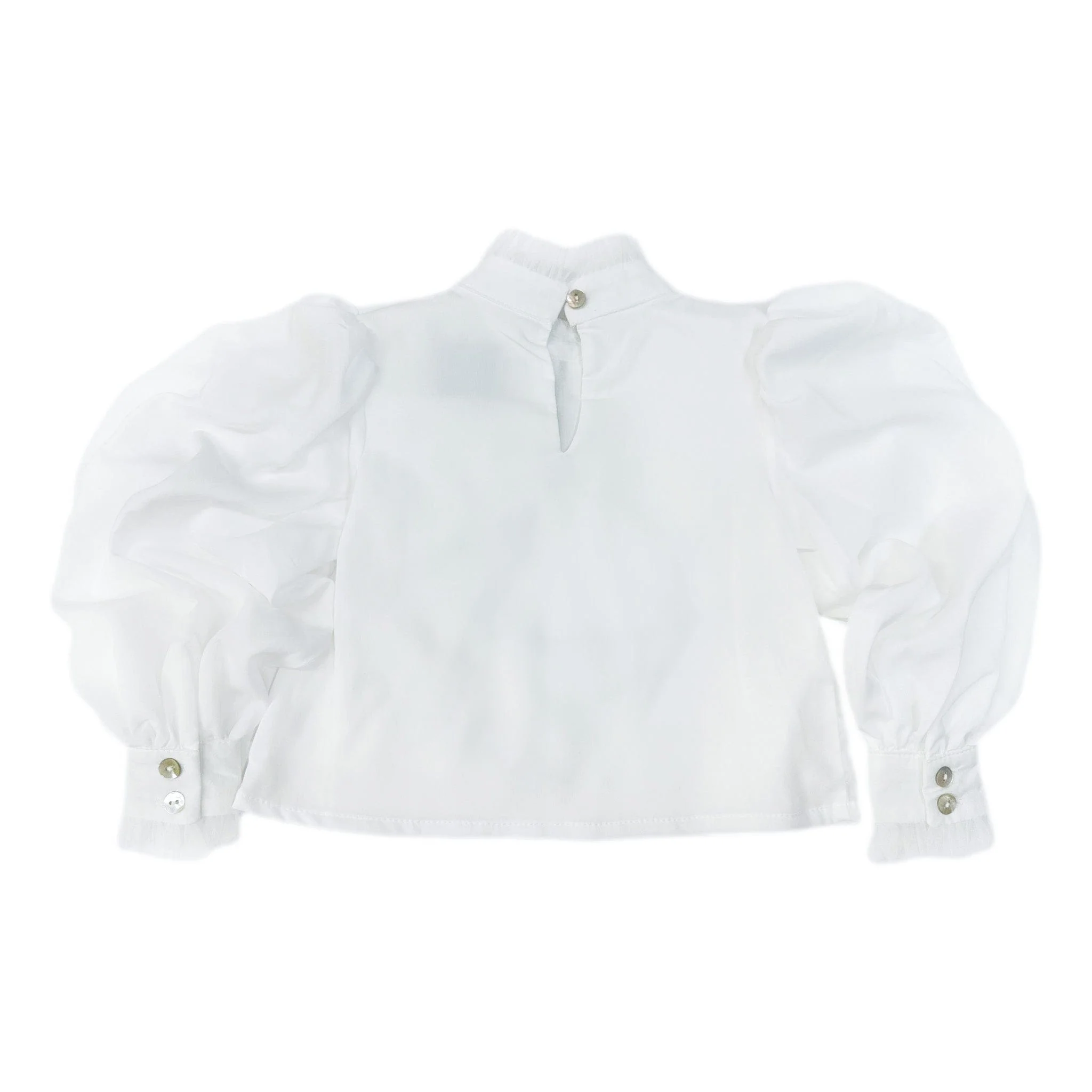 Gwen White Blouse With Black Ruffle Trim - Image 2