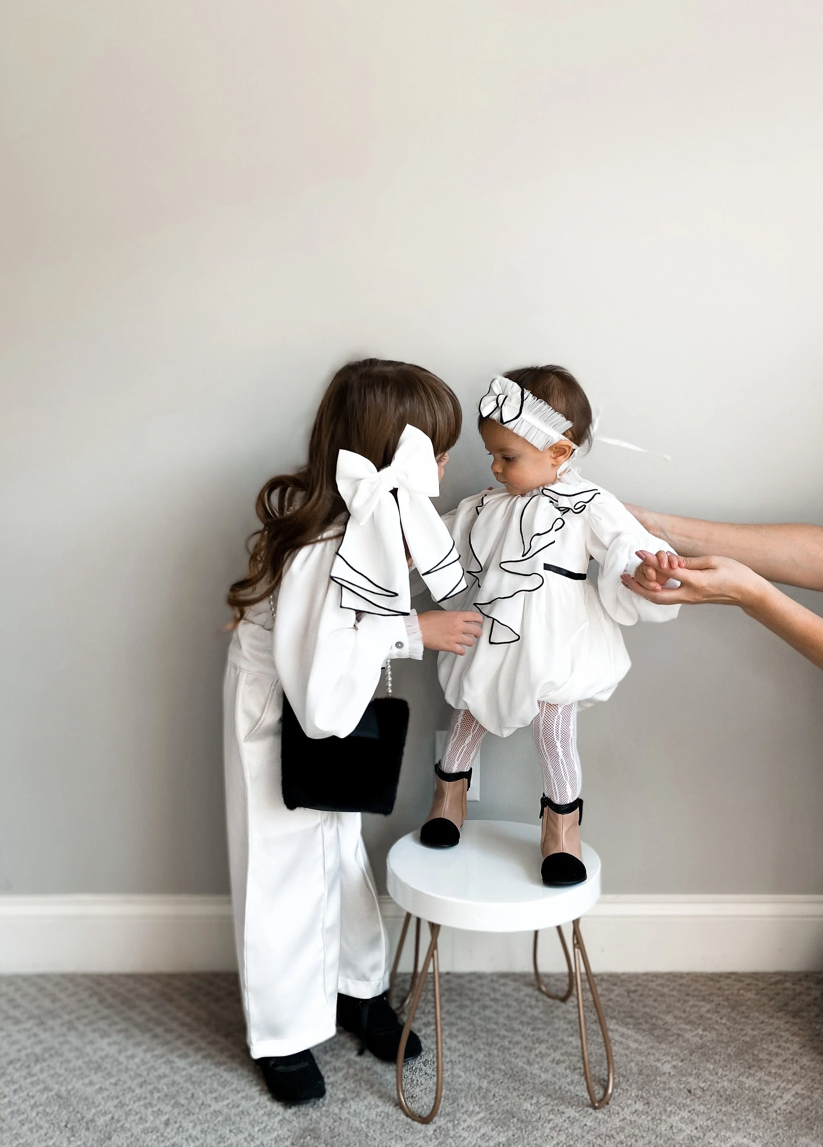 Gwen White Romper with Black Ruffle Trim - Image 8