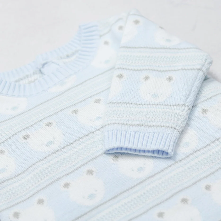 Harry Blue Knit Teddy All in One and Hat - Image 3