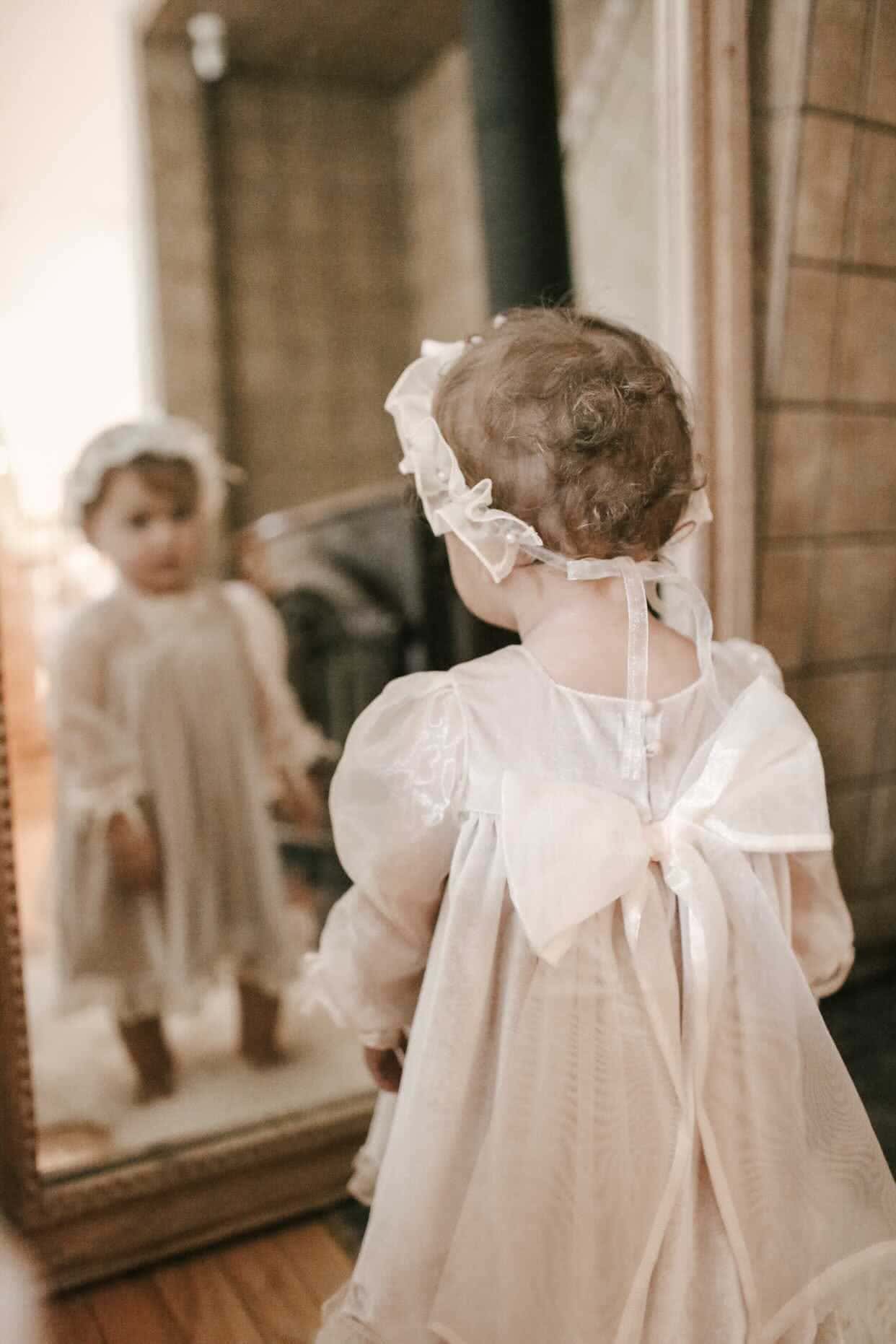 Helena Velour Beige Dress With Organza Sleeves - Image 22