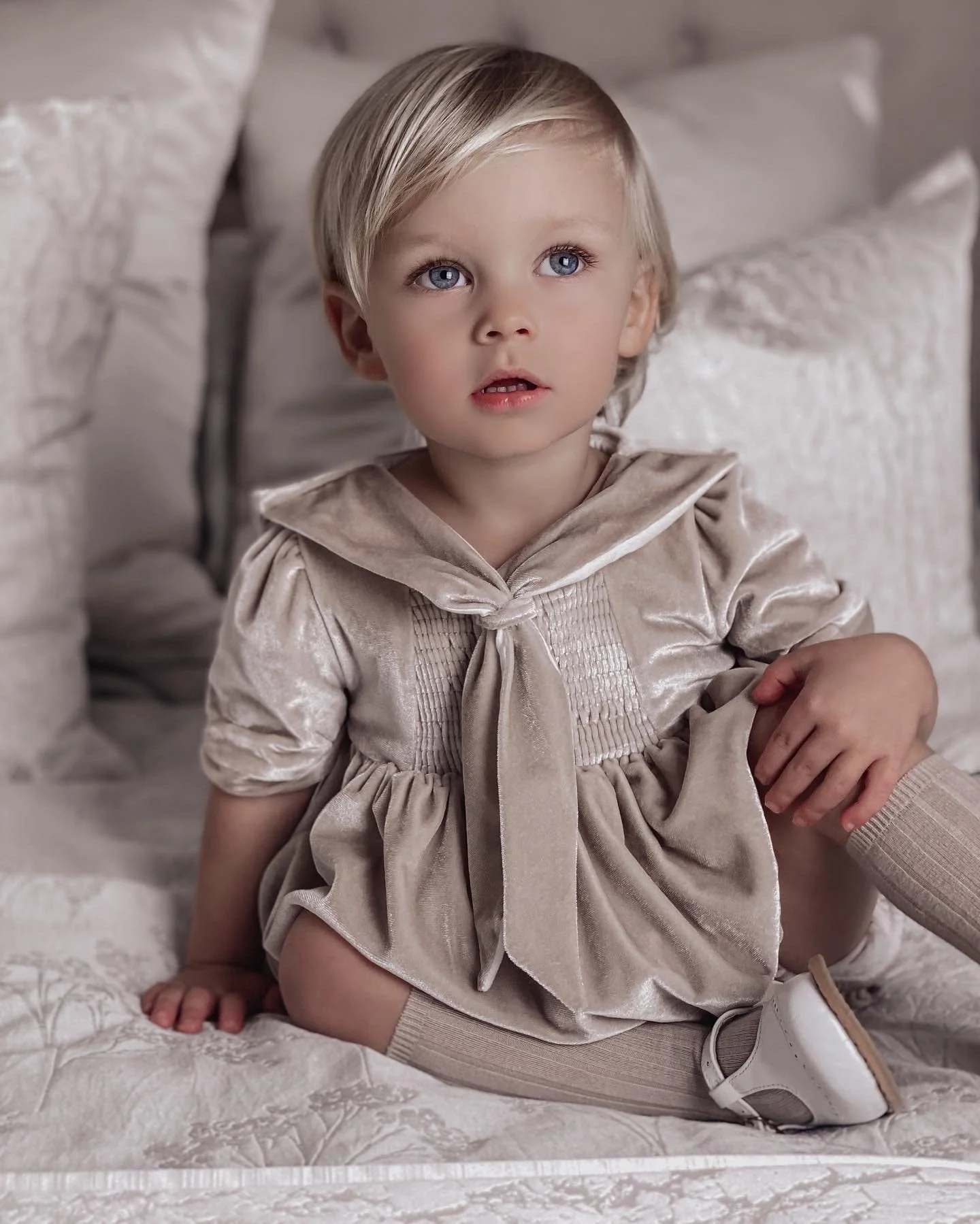 Helenus Beige Velour Romper - Image 10