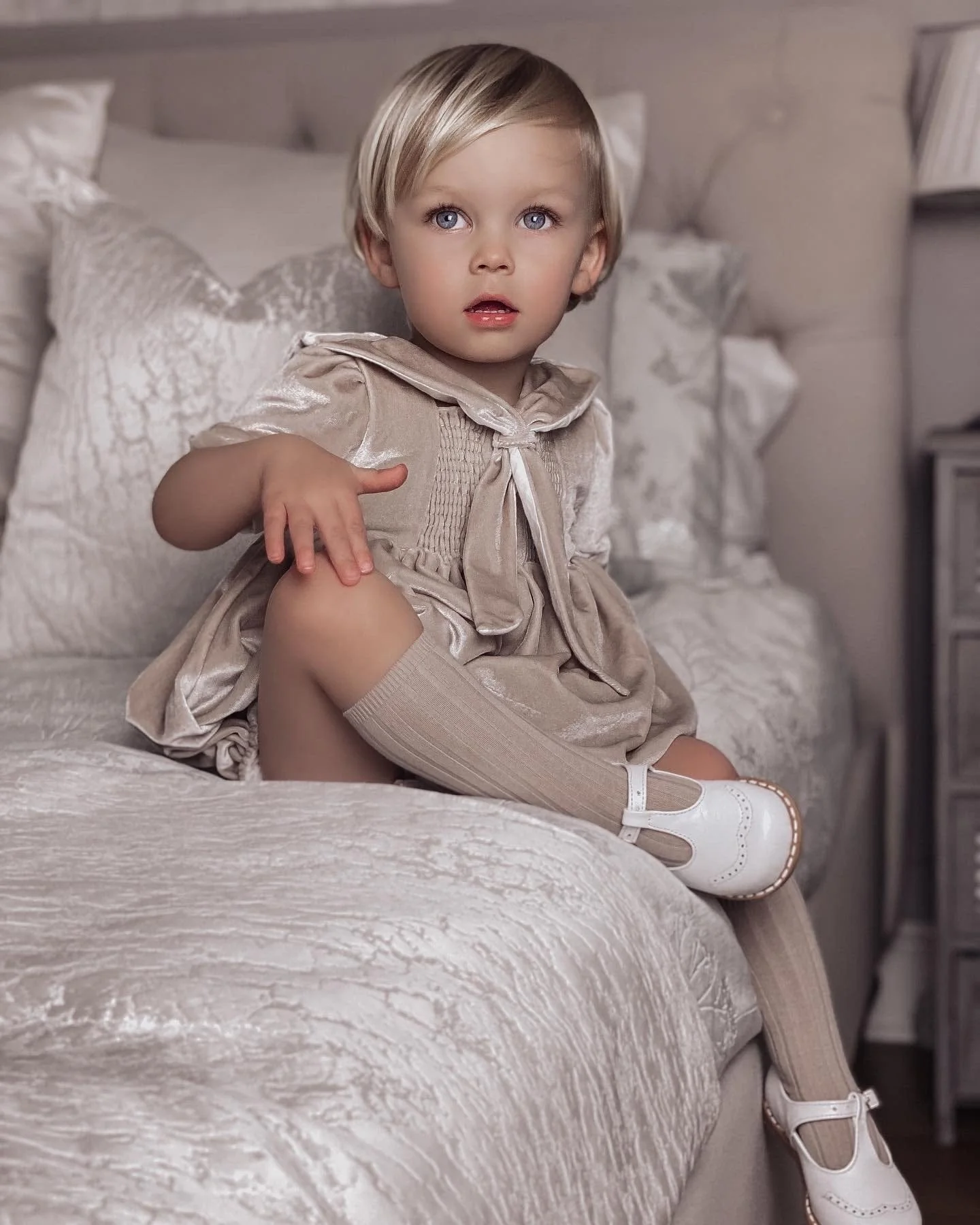 Helenus Beige Velour Romper - Image 11