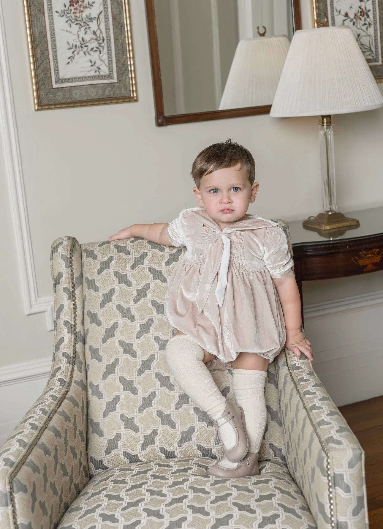 Helenus Beige Velour Romper - Image 4