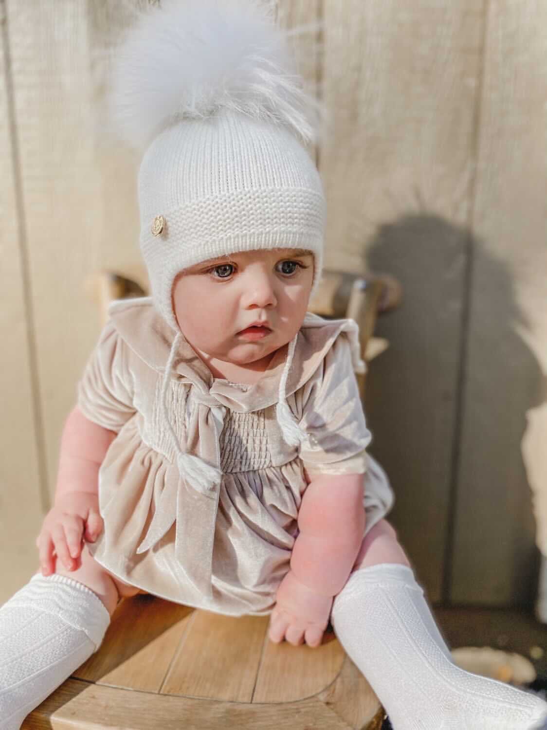 Helenus Beige Velour Romper - Image 5