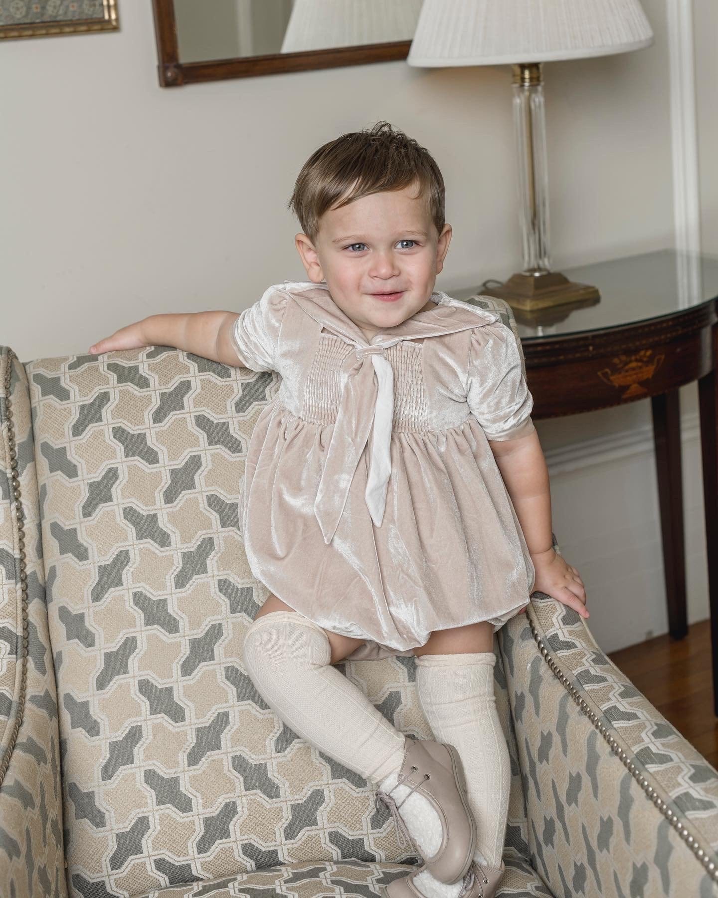 Helenus Beige Velour Romper - Image 9