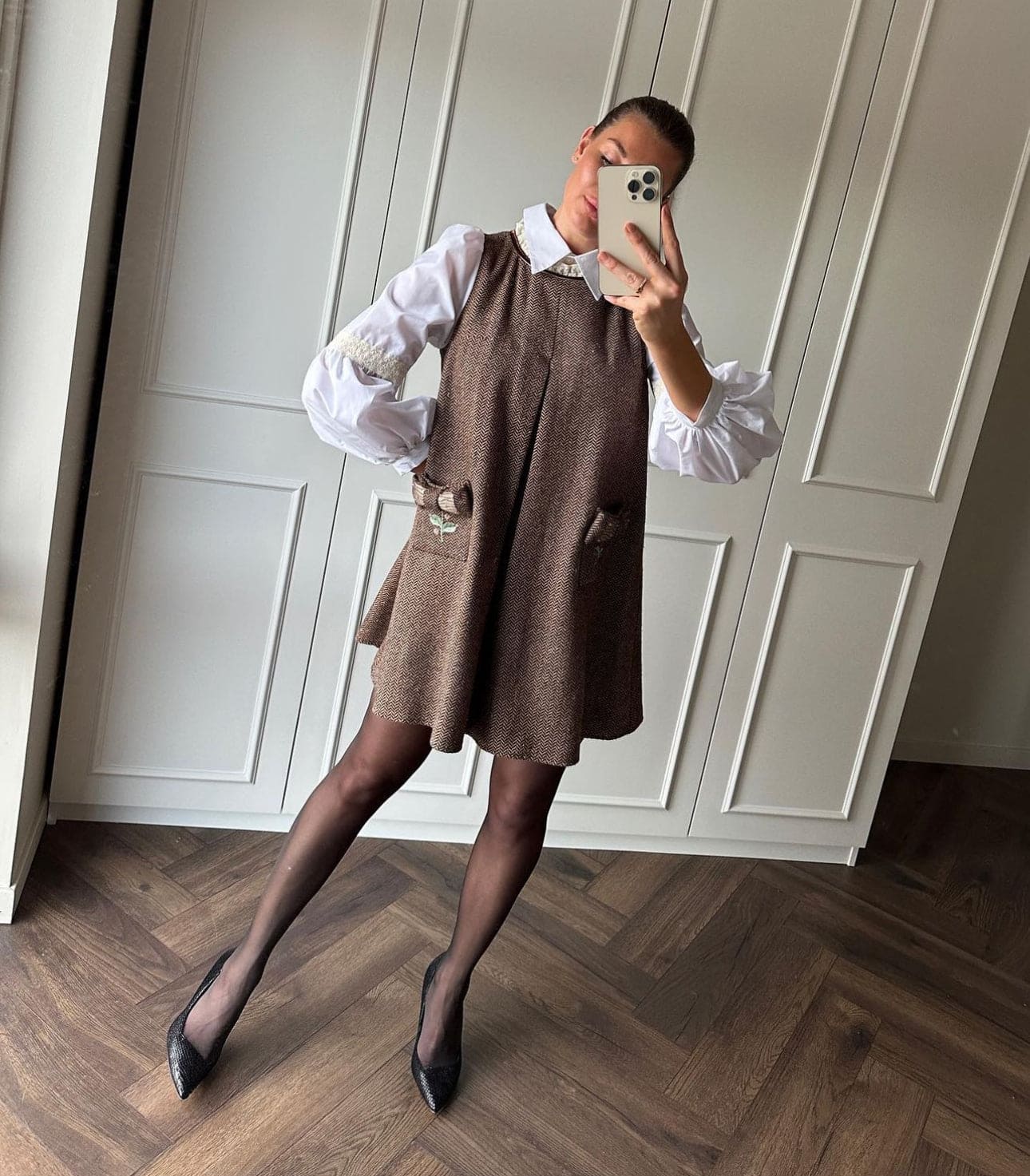 Herringbone Tweed Mom Dress - Image 19