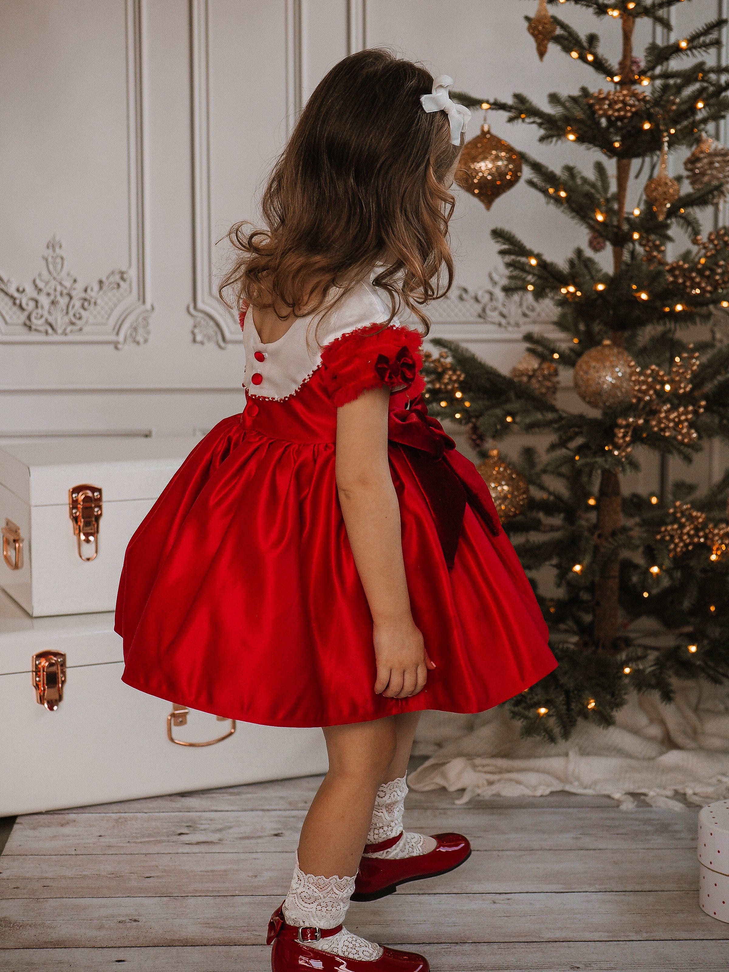 Holly Red Amad Satin Ceremony Dress - Image 15