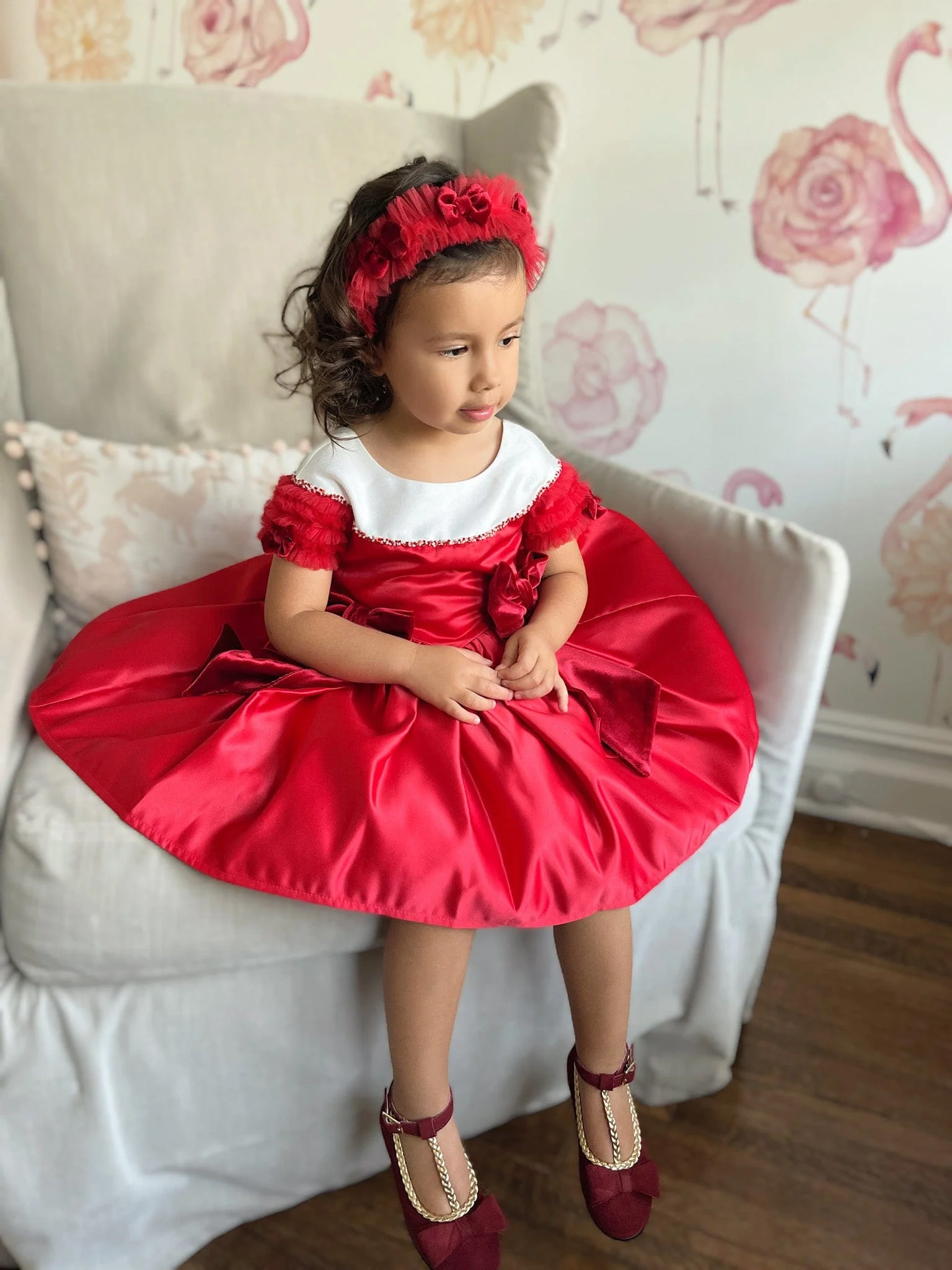 Holly Red Amad Satin Ceremony Dress - Image 19