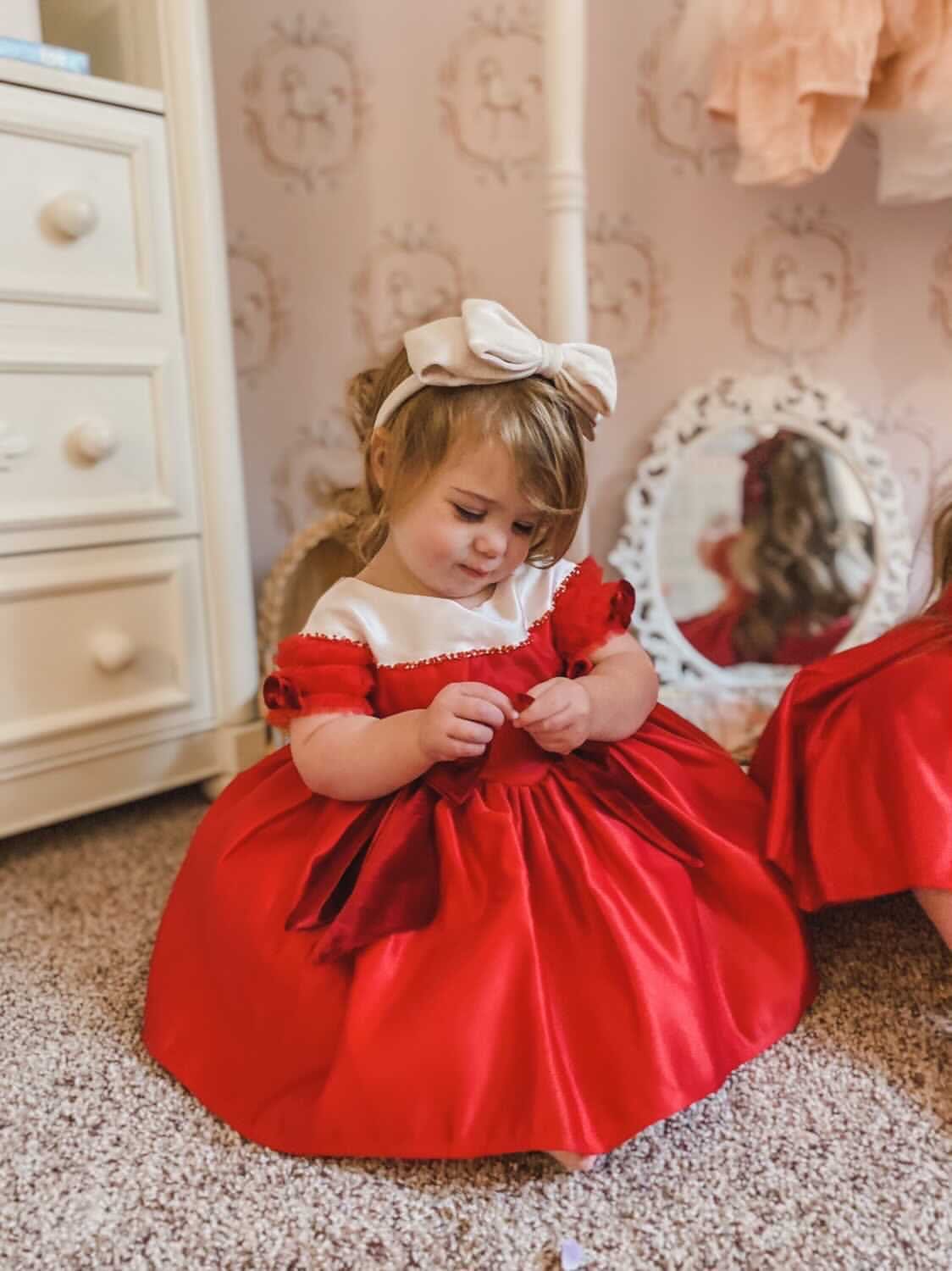 Holly Red Amad Satin Ceremony Dress - Image 23