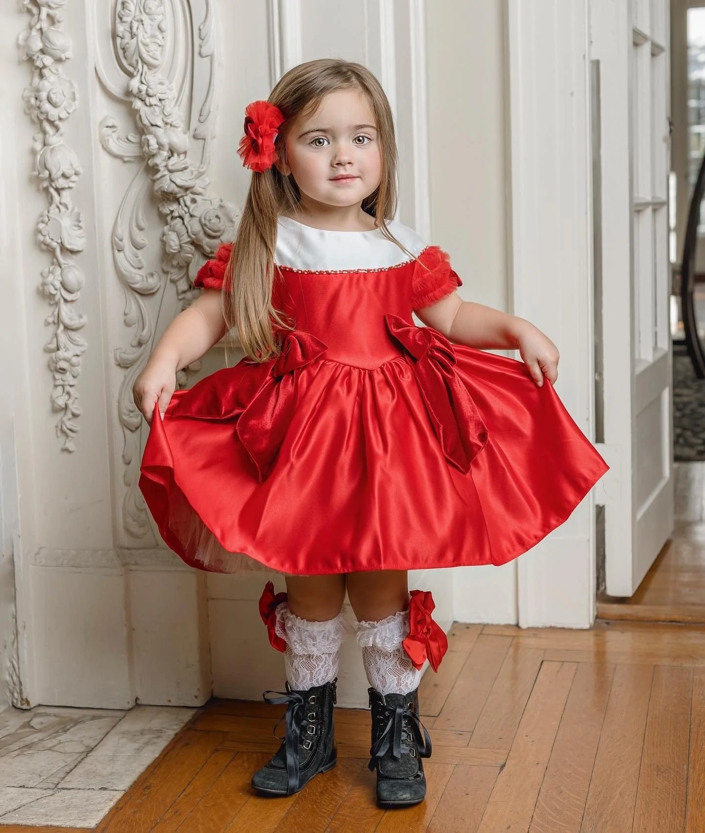 Holly Red Amad Satin Ceremony Dress - Image 3