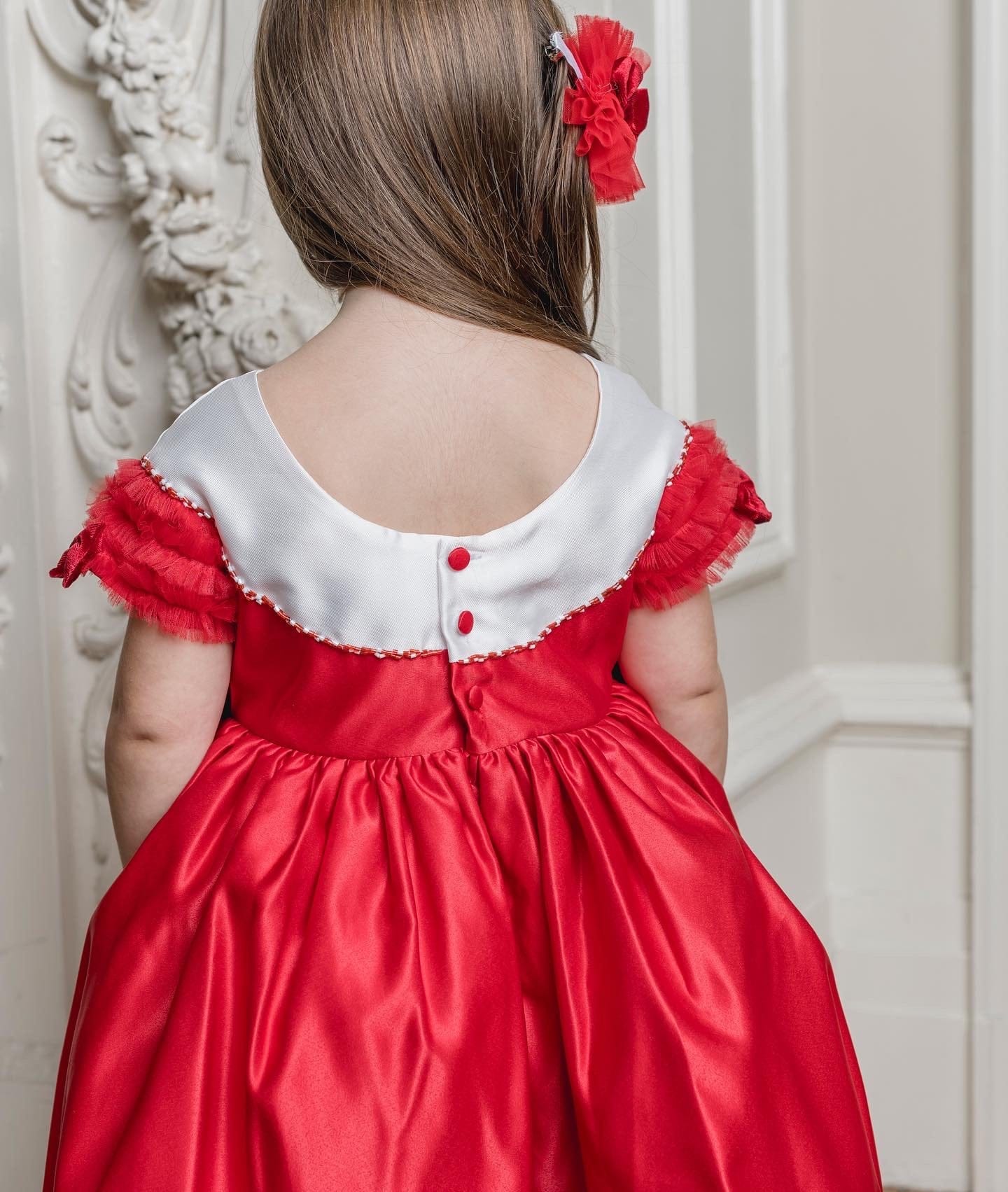 Holly Red Amad Satin Ceremony Dress - Image 4