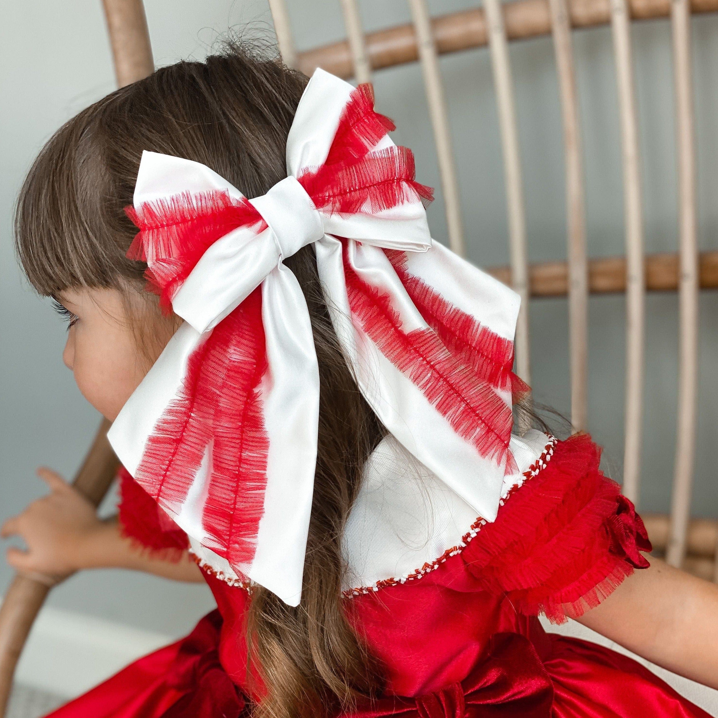 Holly Ruffle Hair Bow - Image 2