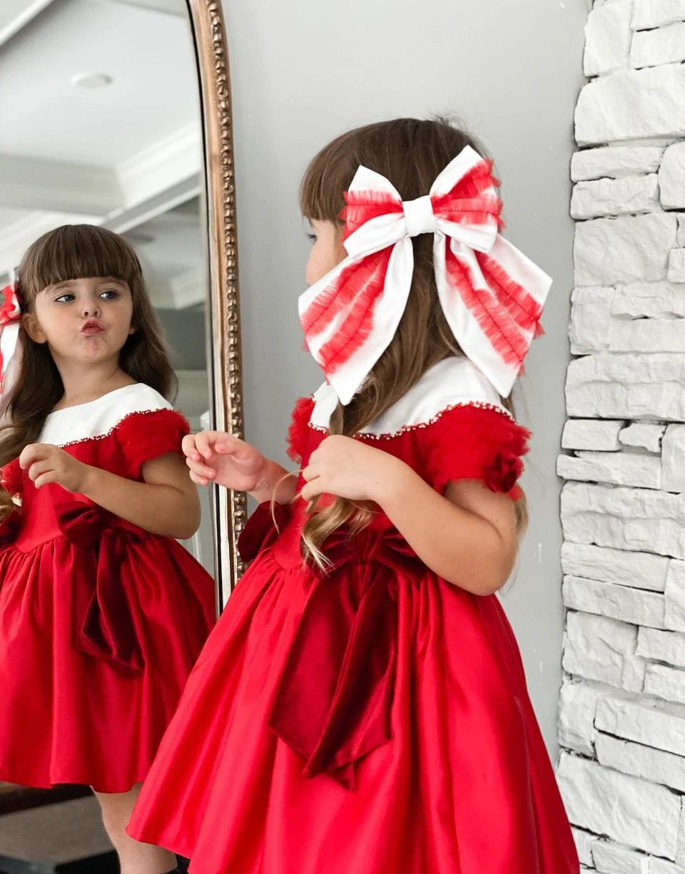 Holly Ruffle Hair Bow - Image 3