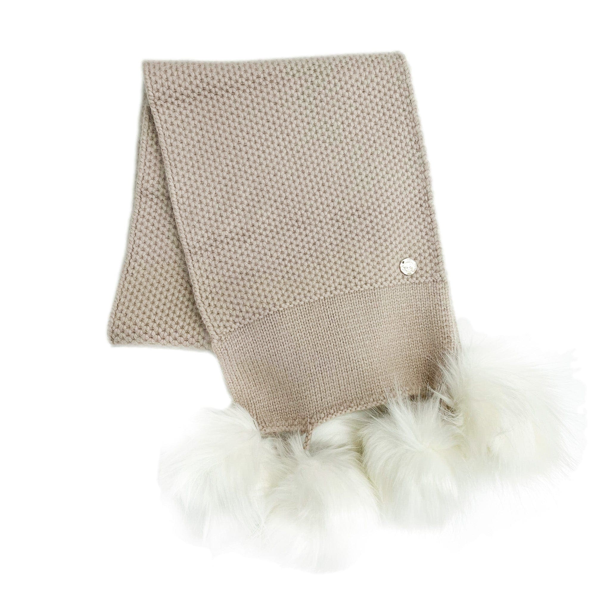Honeycomb Beige Faux Fur Cashmere Scarf