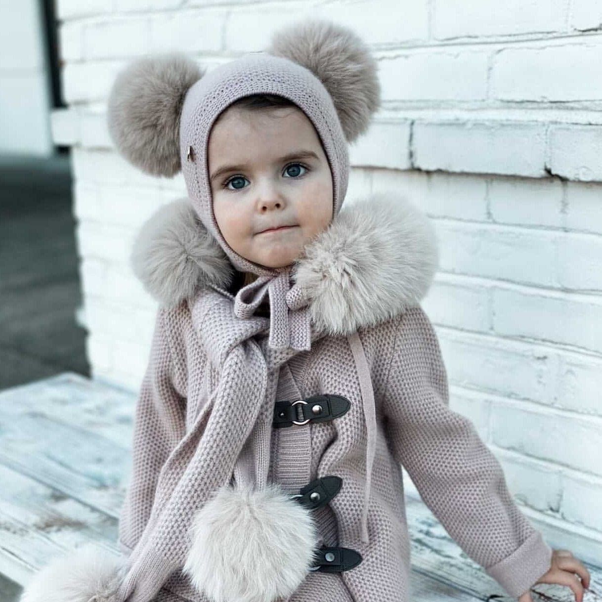 Honeycomb Dusty Pink Fox Fur Cashmere Scarf - Image 2