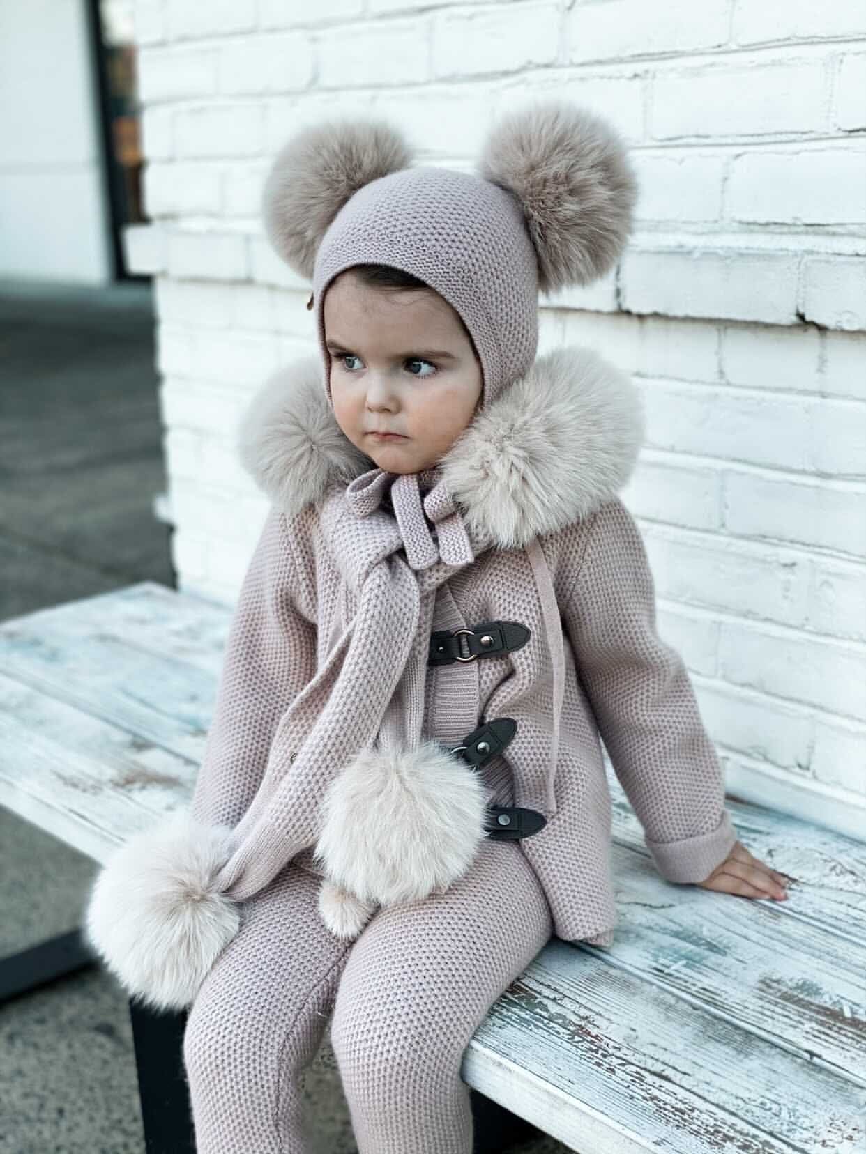 Honeycomb Dusty Pink Fox Fur Cashmere Scarf - Image 3