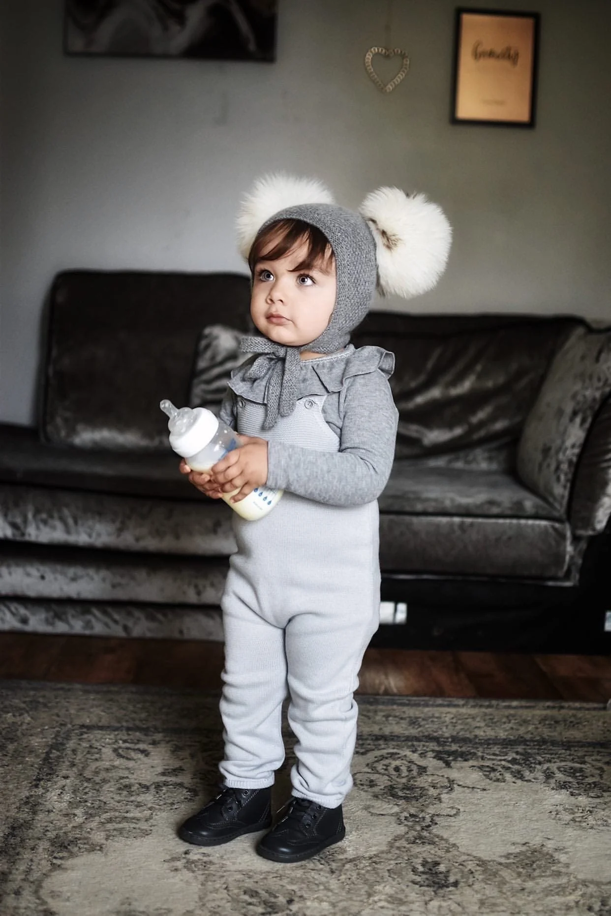 Honeycomb Grey Cashmere Bonnet - Image 11