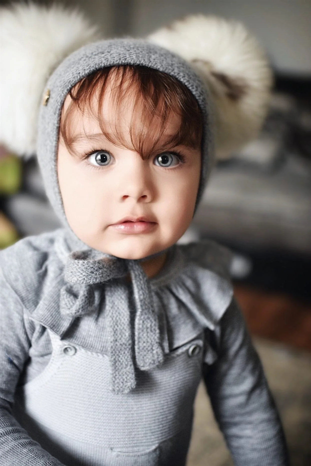 Honeycomb Grey Cashmere Bonnet - Image 12