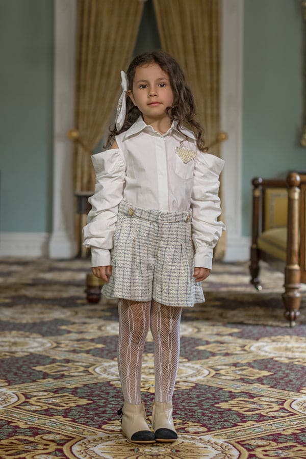 Iris Blouse and Tweed Shorts Set - Image 3