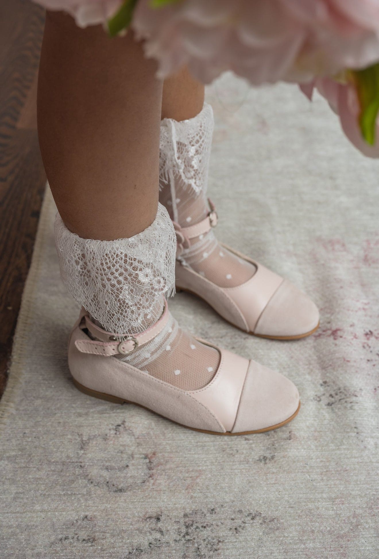 Ivy White Polka Dot Lace Socks - Image 2