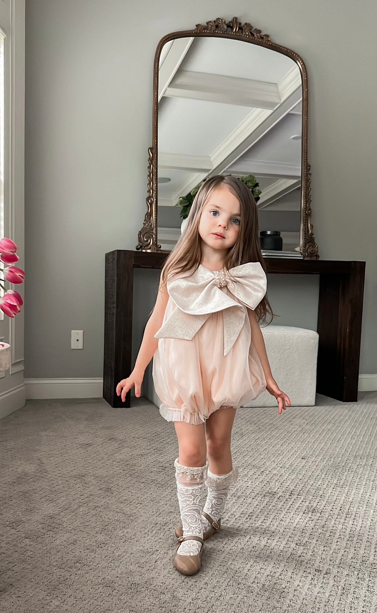 Jackie Peach Tulle Romper - Image 4