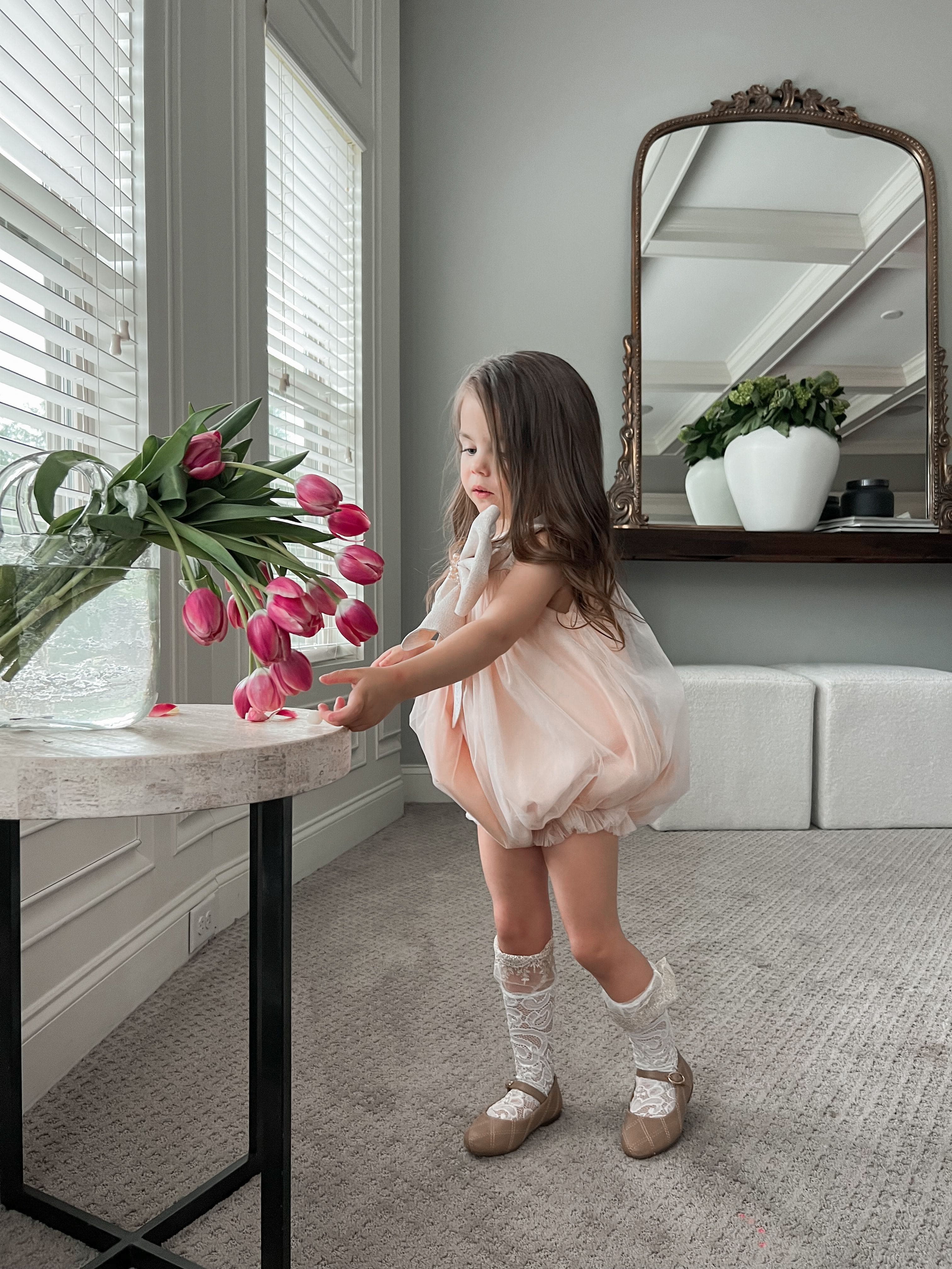 Jackie Peach Tulle Romper - Image 6