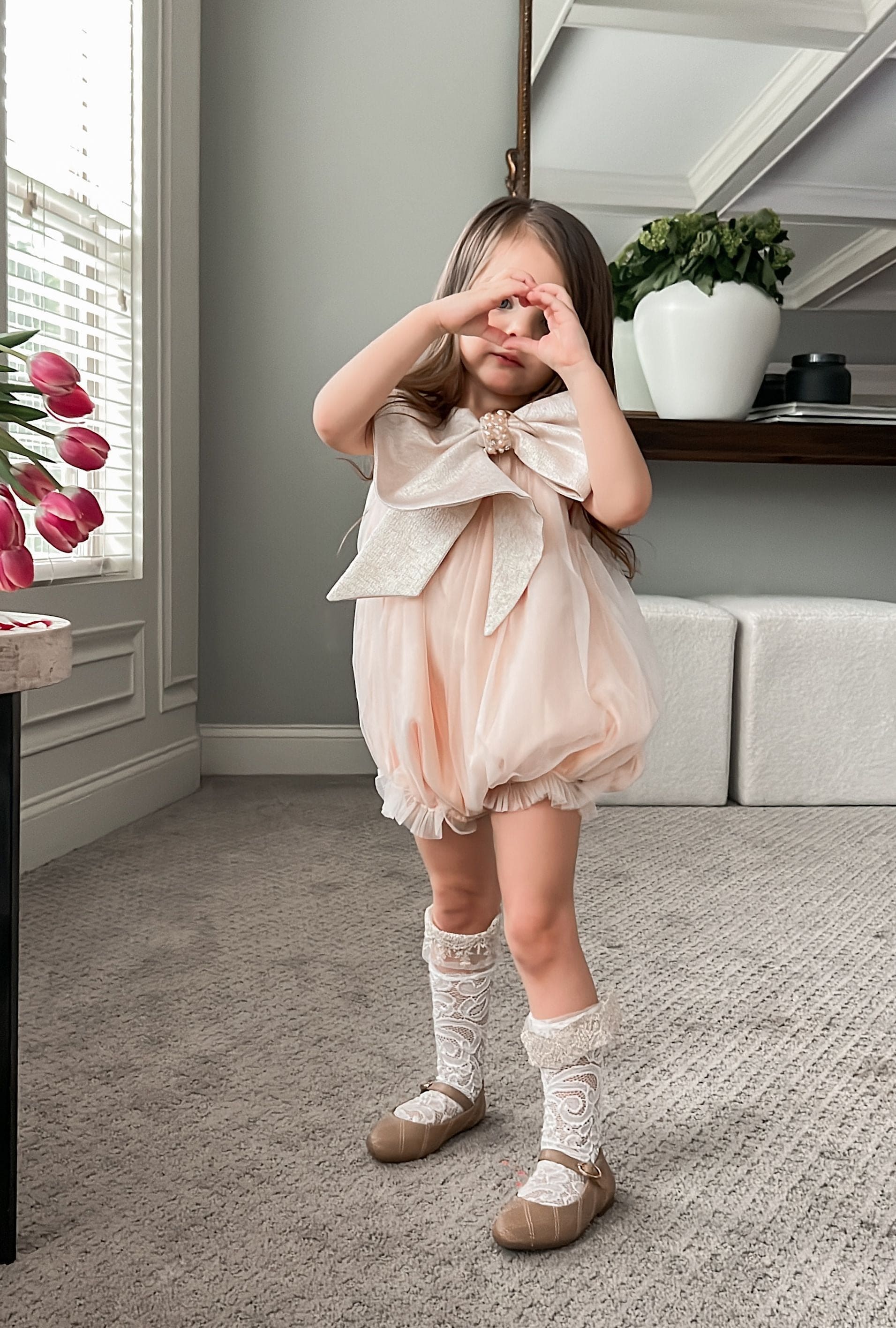 Jackie Peach Tulle Romper - Image 9