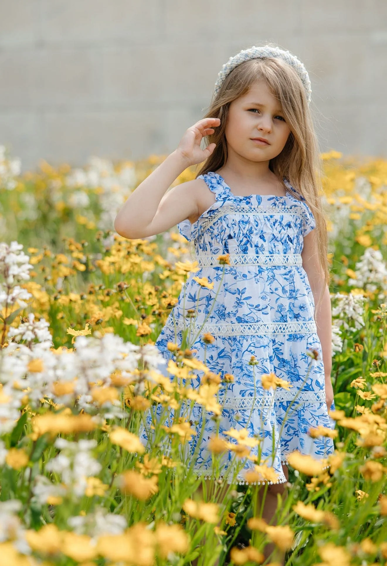 Jaylin Blue and White Linen Sleeveless Summer Dress - Image 9