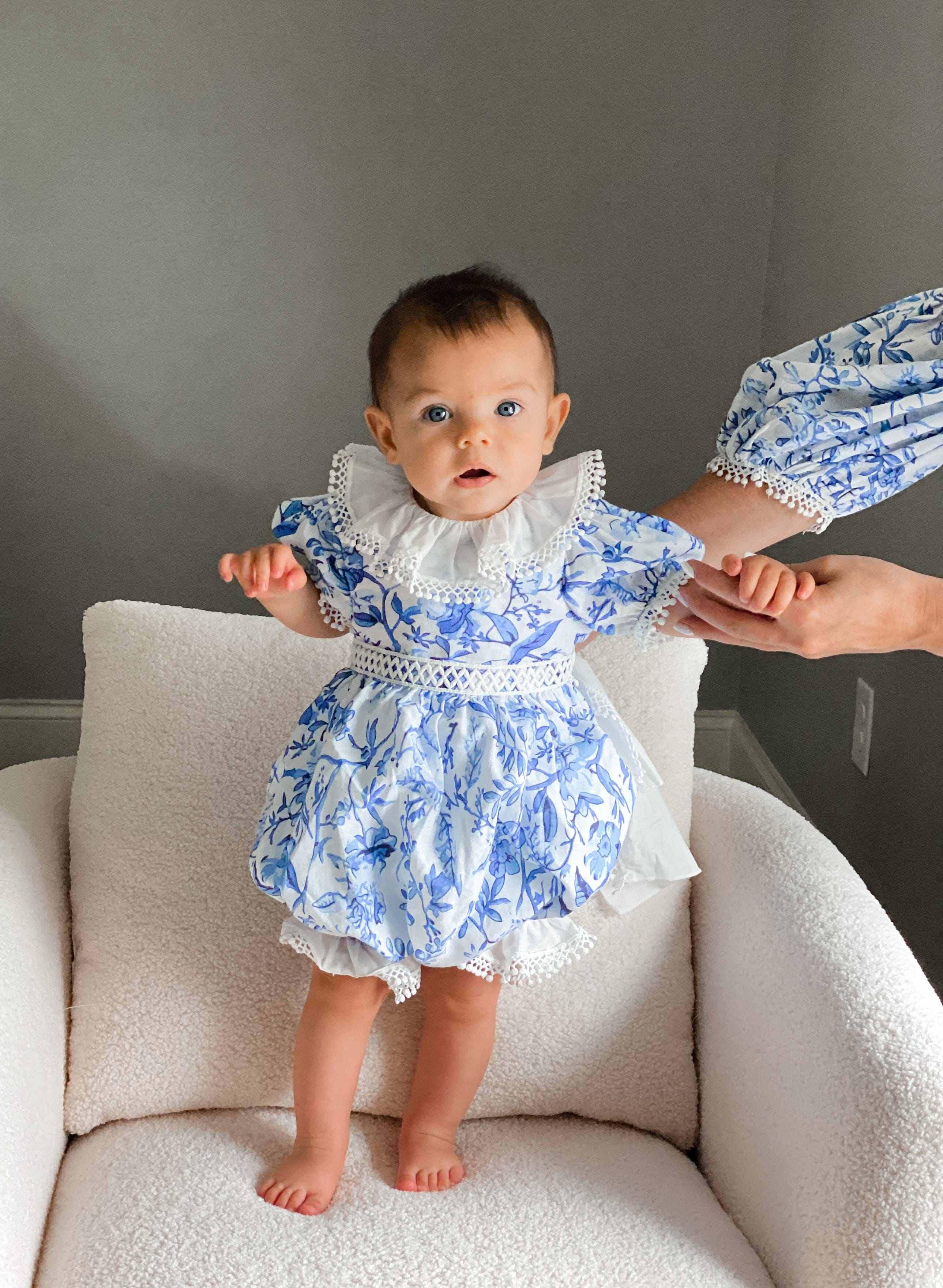 Jaylin Blue and White Linen Romper - Image 14