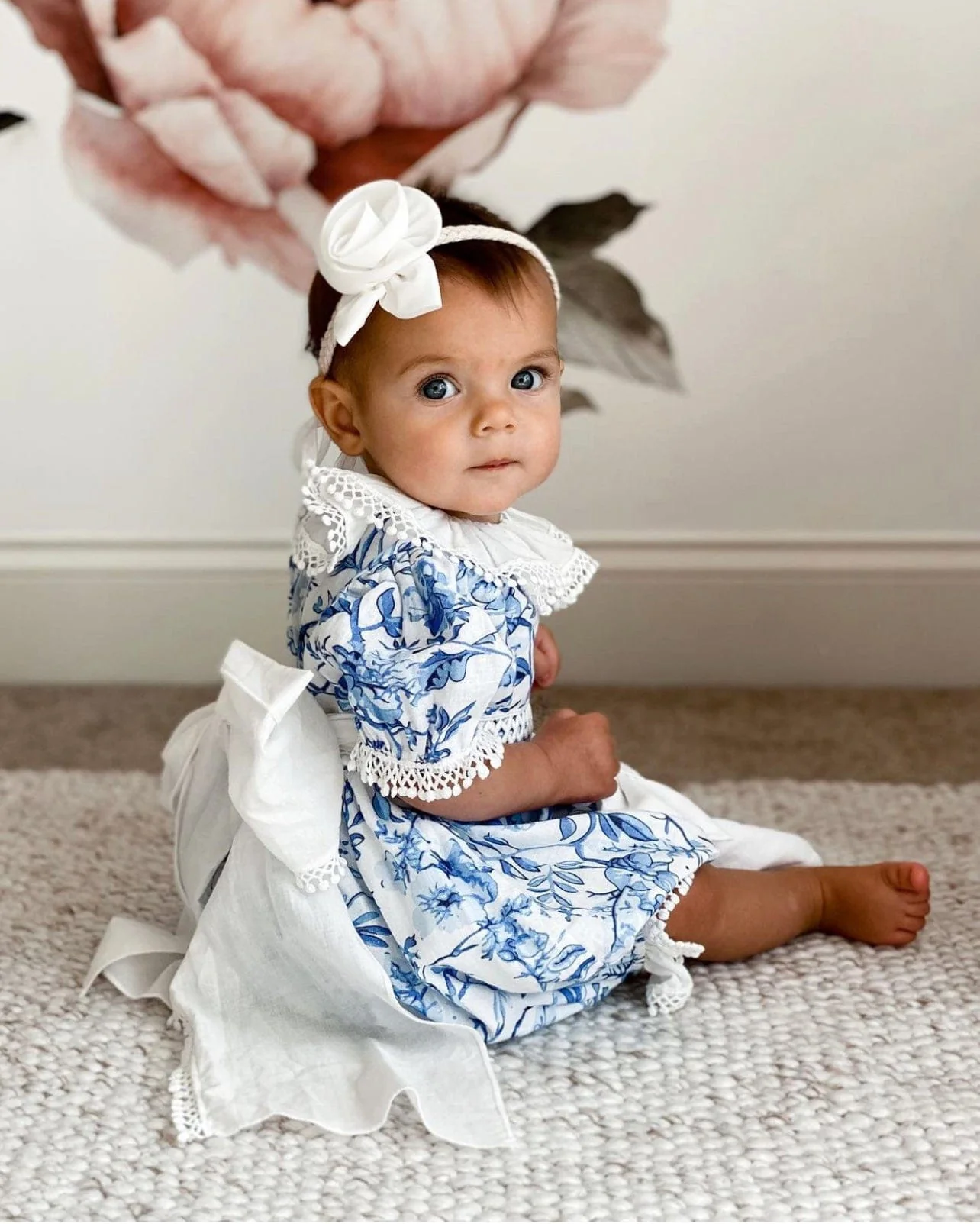 Jaylin Blue and White Linen Romper - Image 18