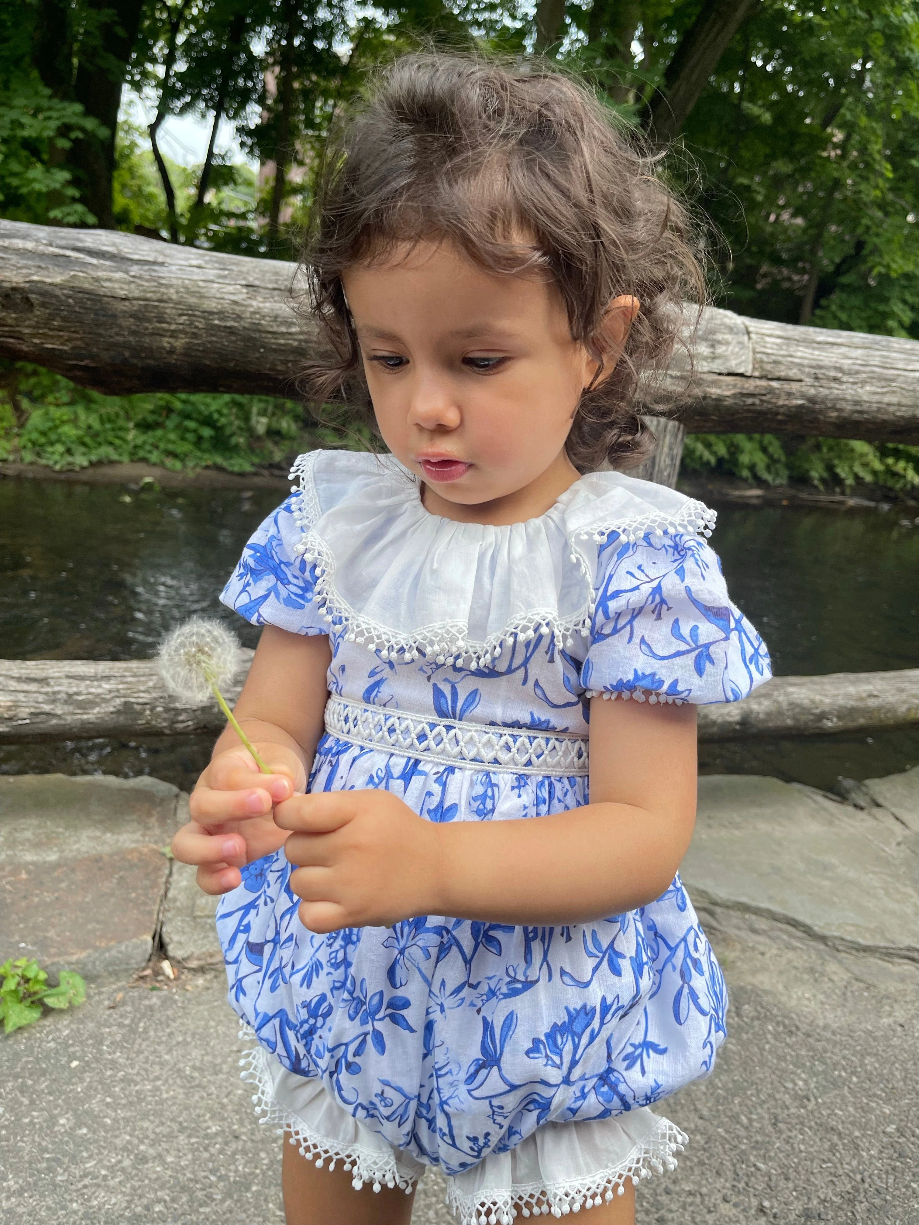 Jaylin Blue and White Linen Romper - Image 9